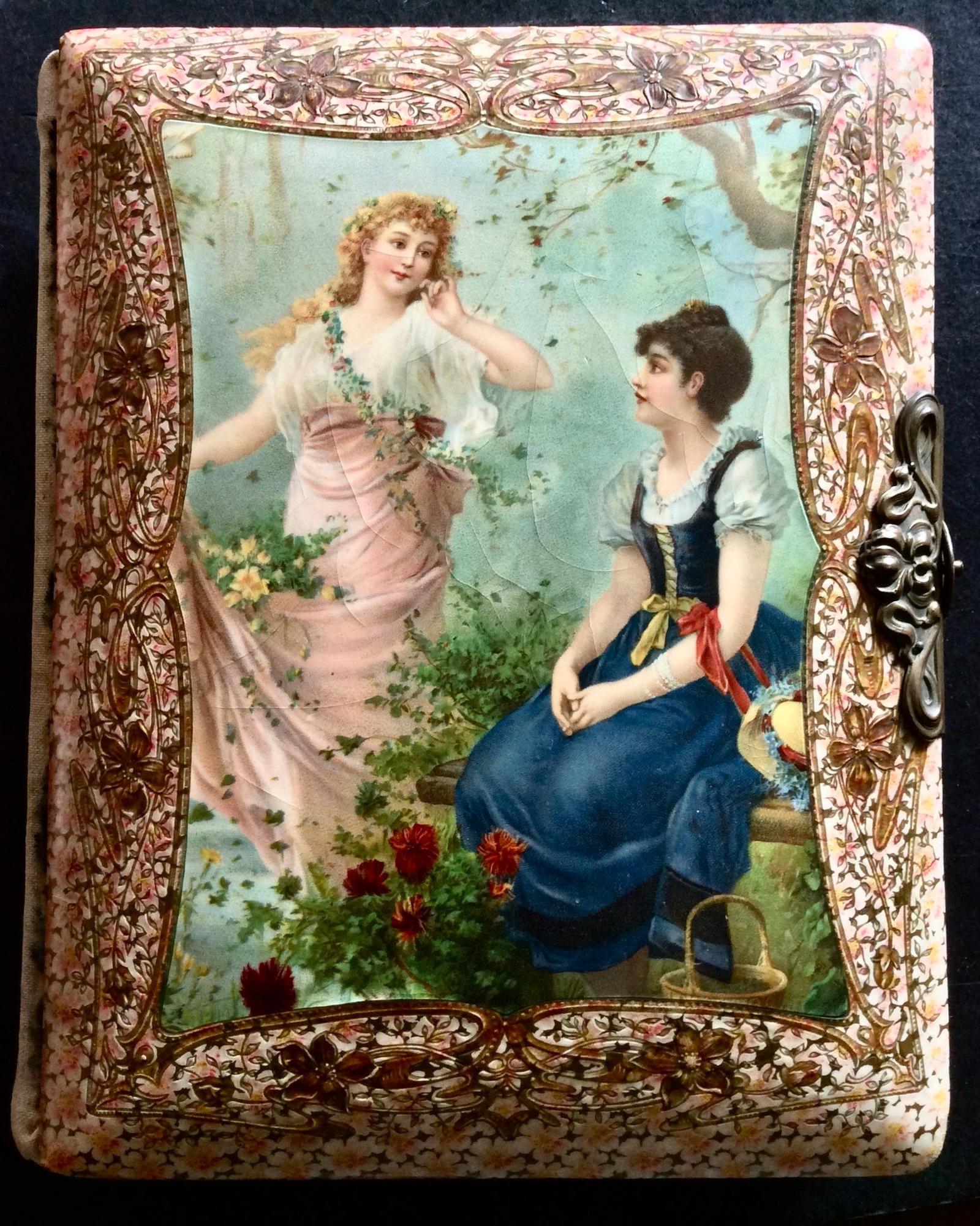 Large Victorian Photograph Album Fine Pictorial Covers + Photographs (1 of 4)