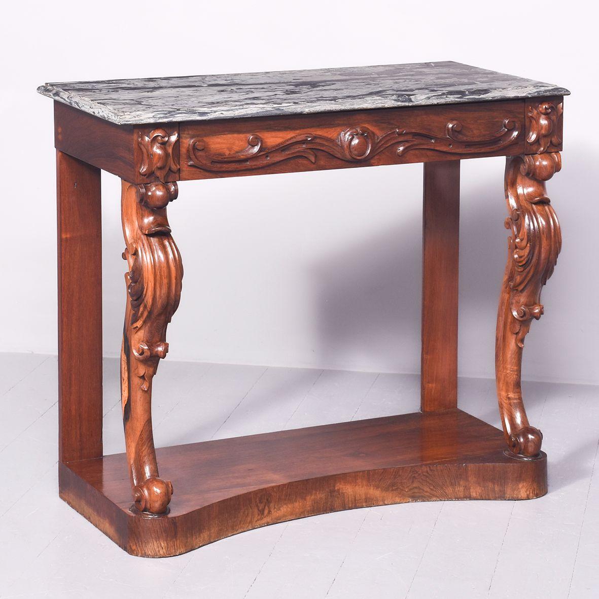 Rosewood & Marble Topped Pier Table (1 of 12)