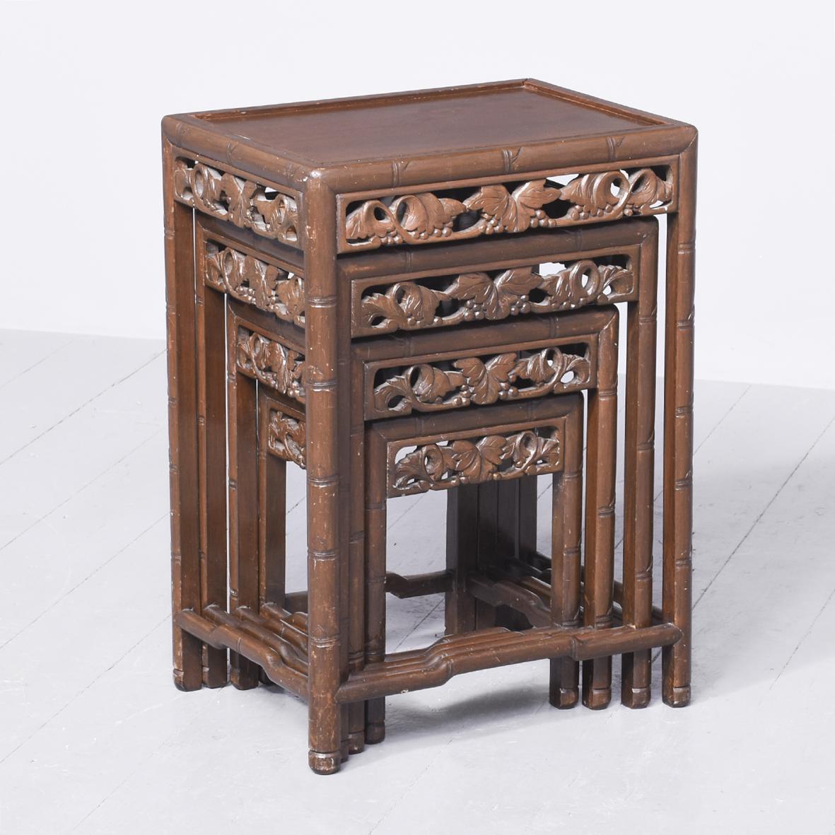 Nest of Carved Hardwood Chinese Tables (1 of 10)