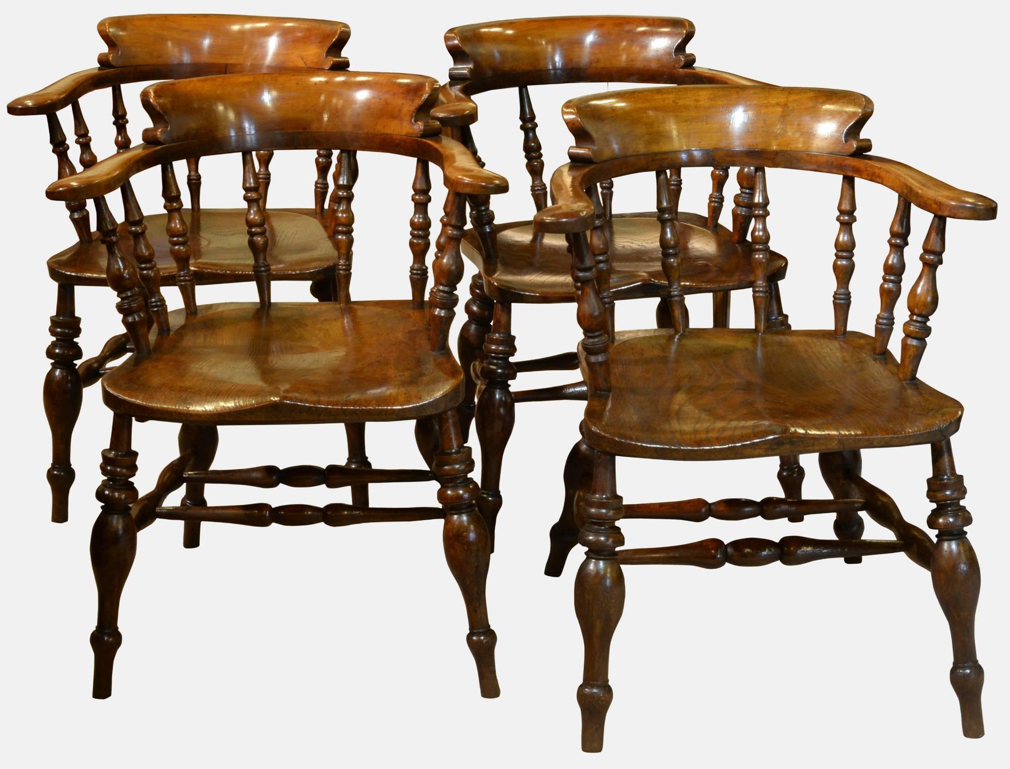 Set of 4 Smokers Bow Armchairs c.1850 (1 of 1) Set of 4 Smokers Bow Armchairs c.1850 (1 of 1)