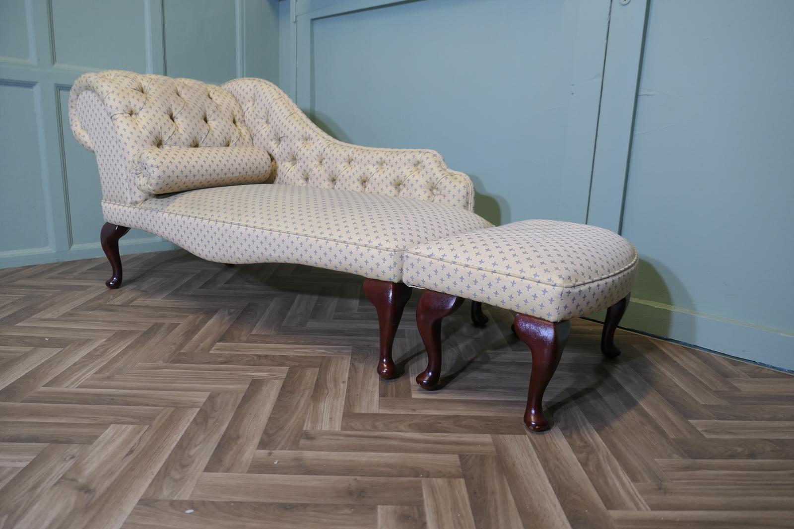 2 Piece Boudoir Chaise Long, Day Bed with Foot Stool (1 of 8)