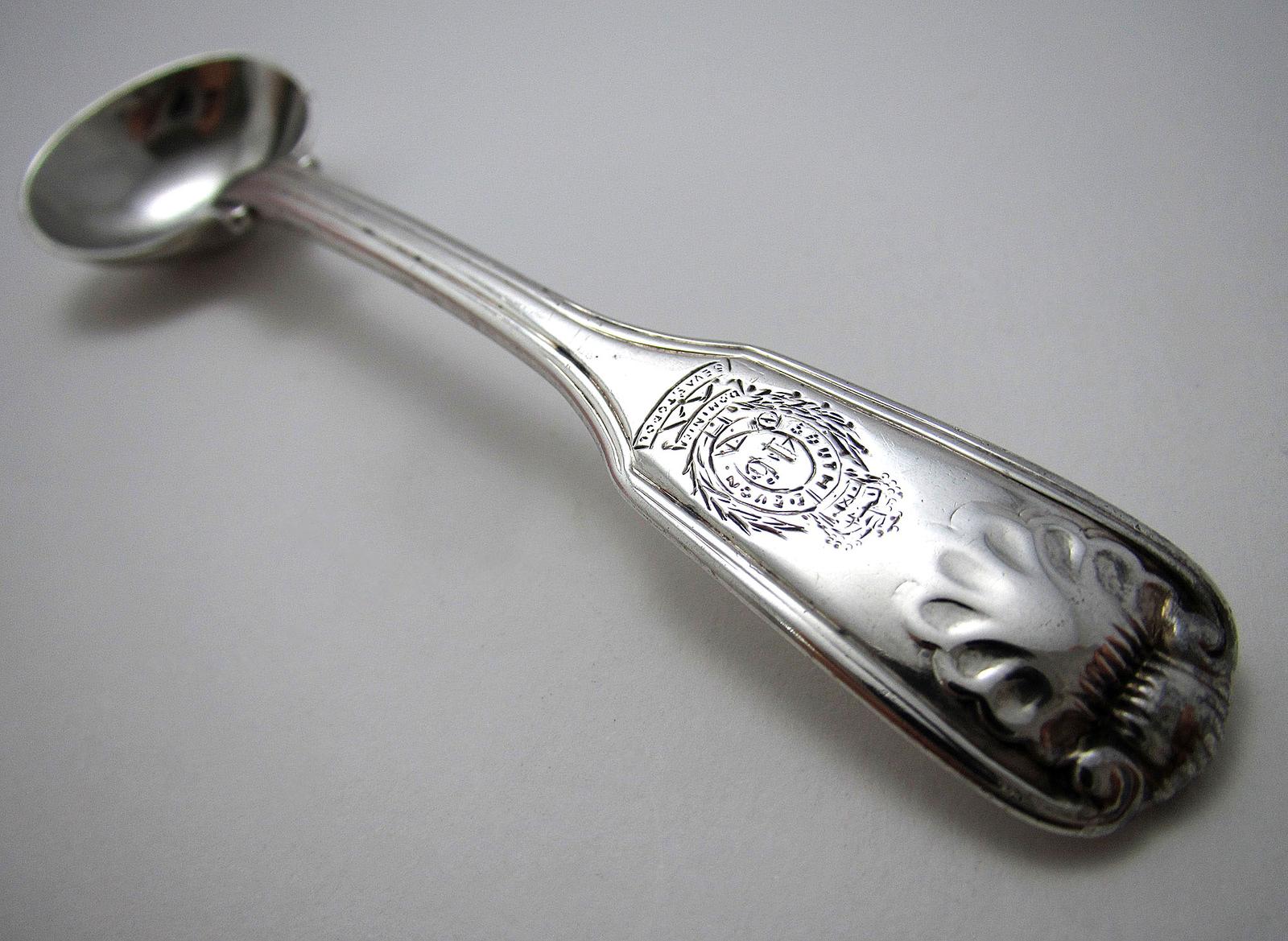 46th South Devon Regiment of Foot English Georgian Officers’ Mess Sterling Silver Salt Mustard Pot Condiment Spoon (1 of 5)