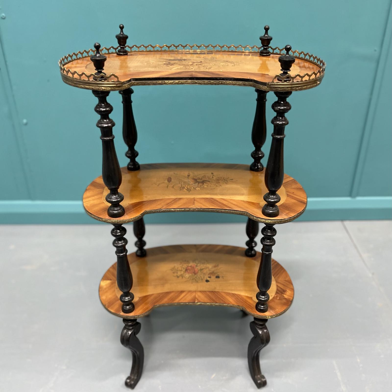 French Marquetry 3 Tier Side Table (1 of 5) French Marquetry 3 Tier Side Table (1 of 5)