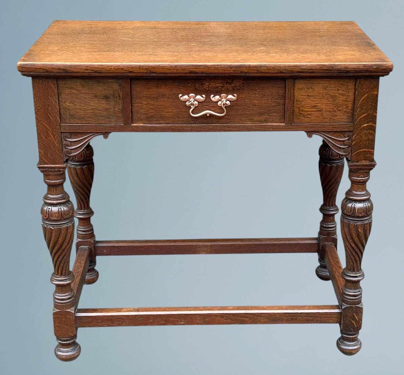 Edwardian Oak Side Table / Hall Table (1 of 16)