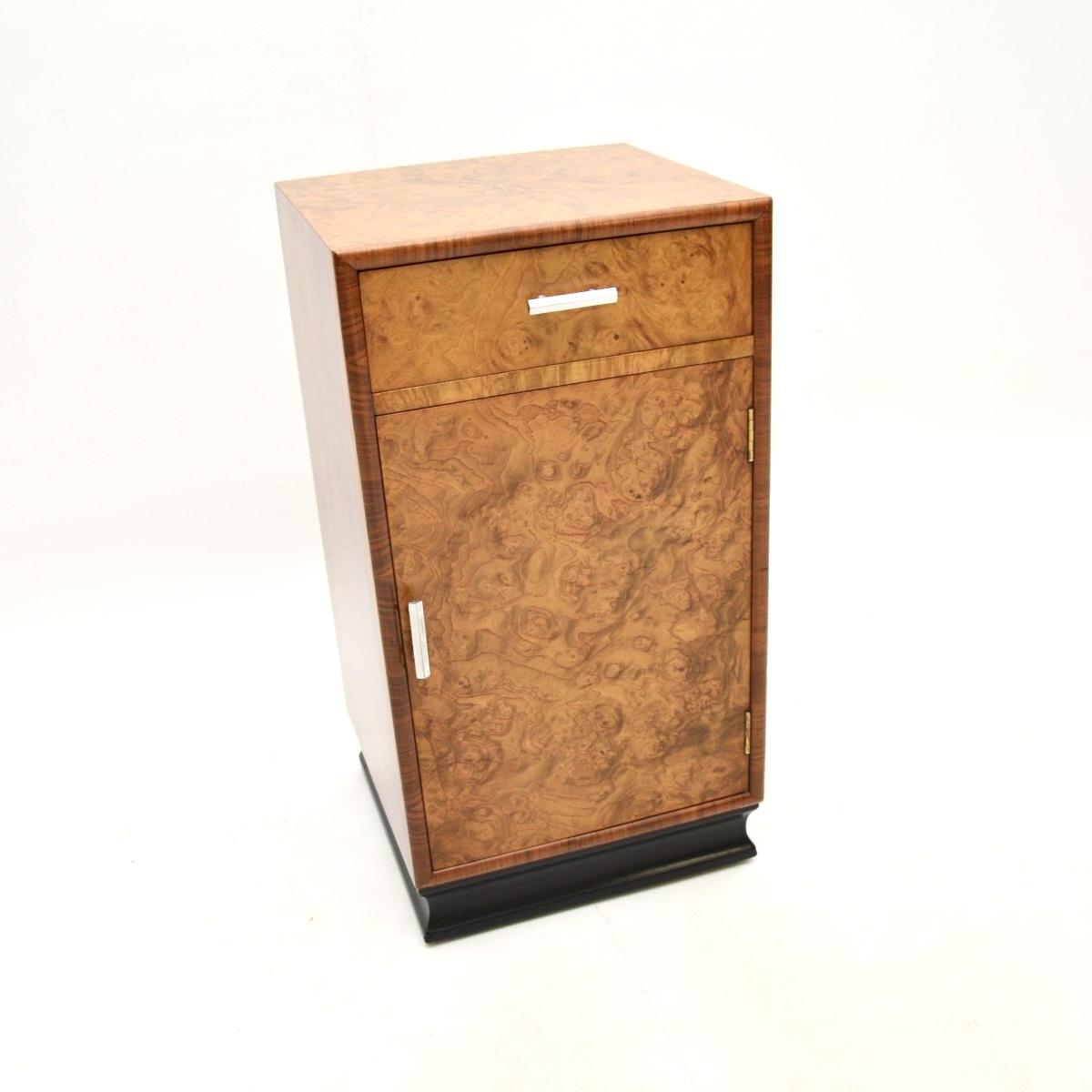 Art Deco Burr Elm and Walnut Bedside Cabinet (1 of 9) Art Deco Burr Elm and Walnut Bedside Cabinet (1 of 9)