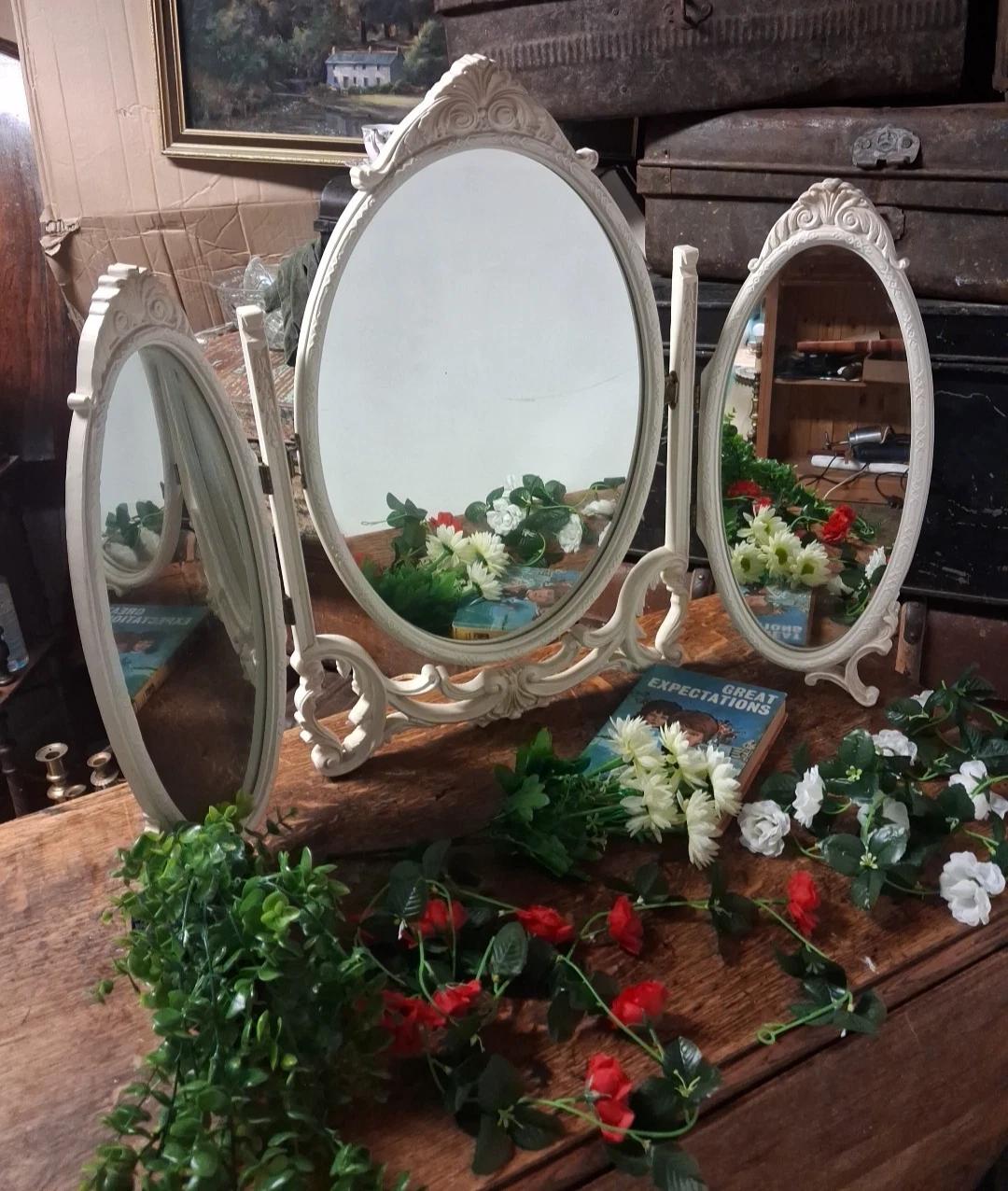Vintage French Louis Style Triple Fold Dressing Table Mirror (1 of 8) Vintage French Louis Style Triple Fold Dressing Table Mirror (1 of 8)