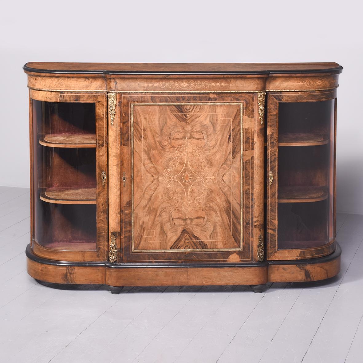 Burr Walnut Ormolu Mounted & Inlaid Bow End Credenza (1 of 12)