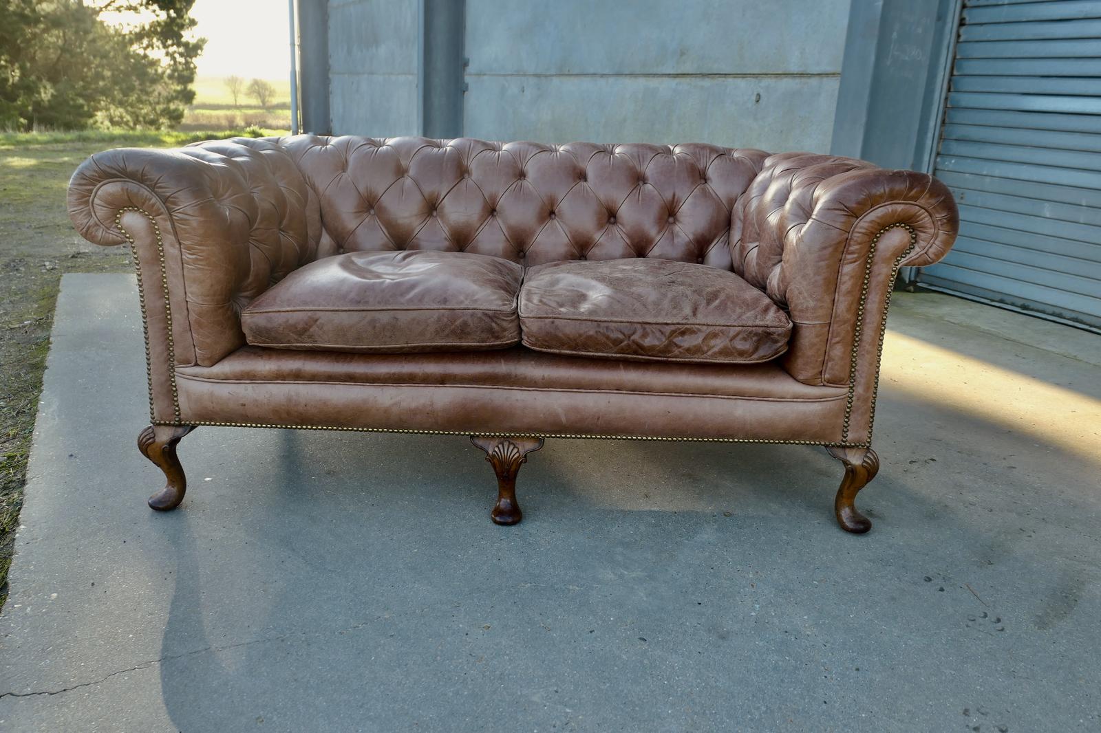 Leather 2 Seater Library Chesterfield  Settee (1 of 7)