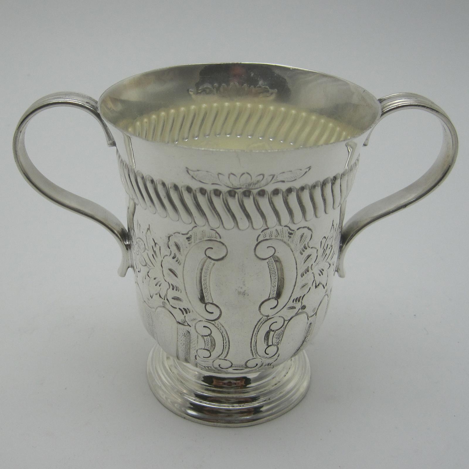 Silver Plated Queen Ann Style Porringer with Two Scroll Handles (1 of 5)