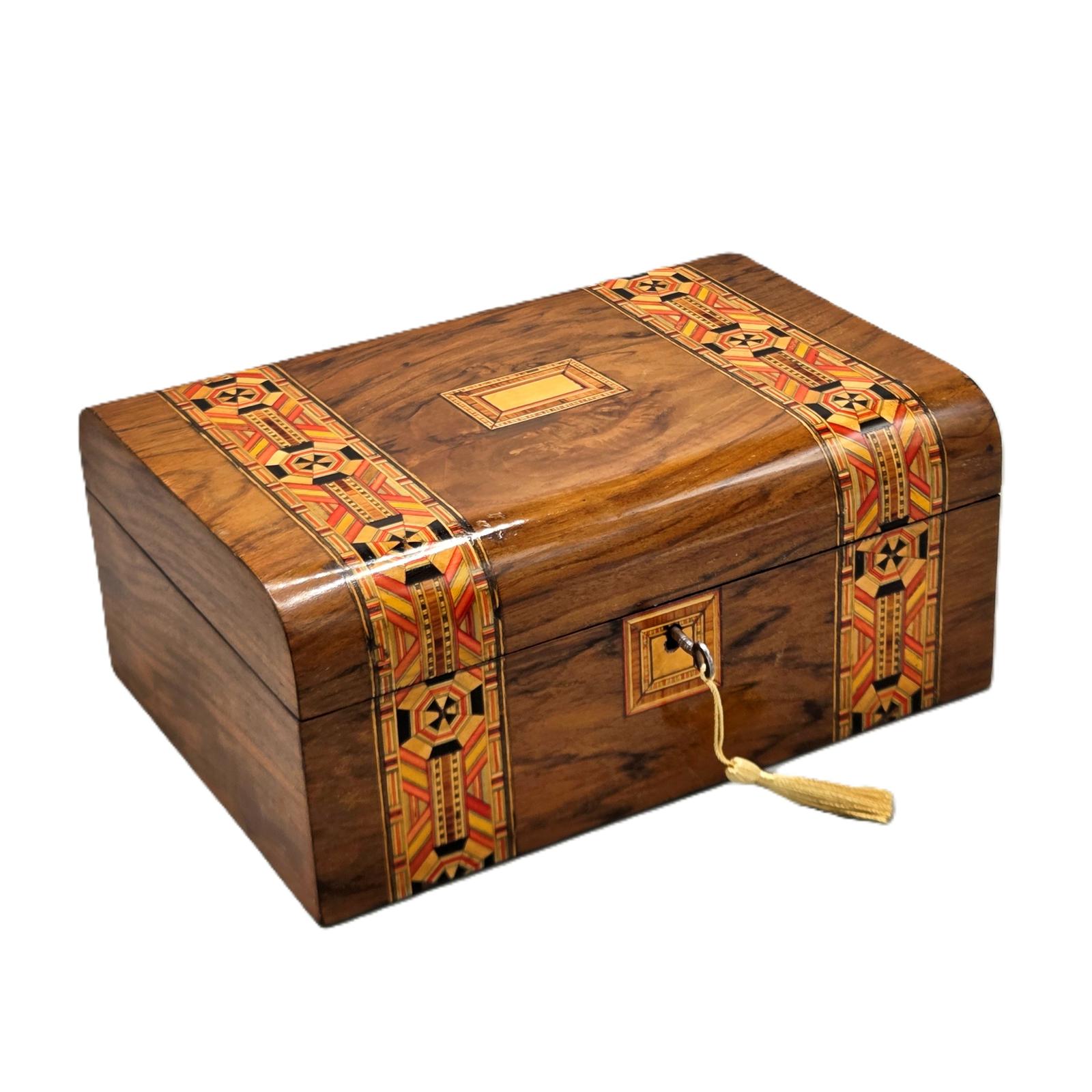 Victorian Walnut & Inlaid Jewellery Box (1 of 8)