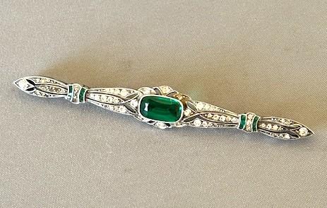 Large Art Deco Silver & Paste Stones Brooch (1 of 8)