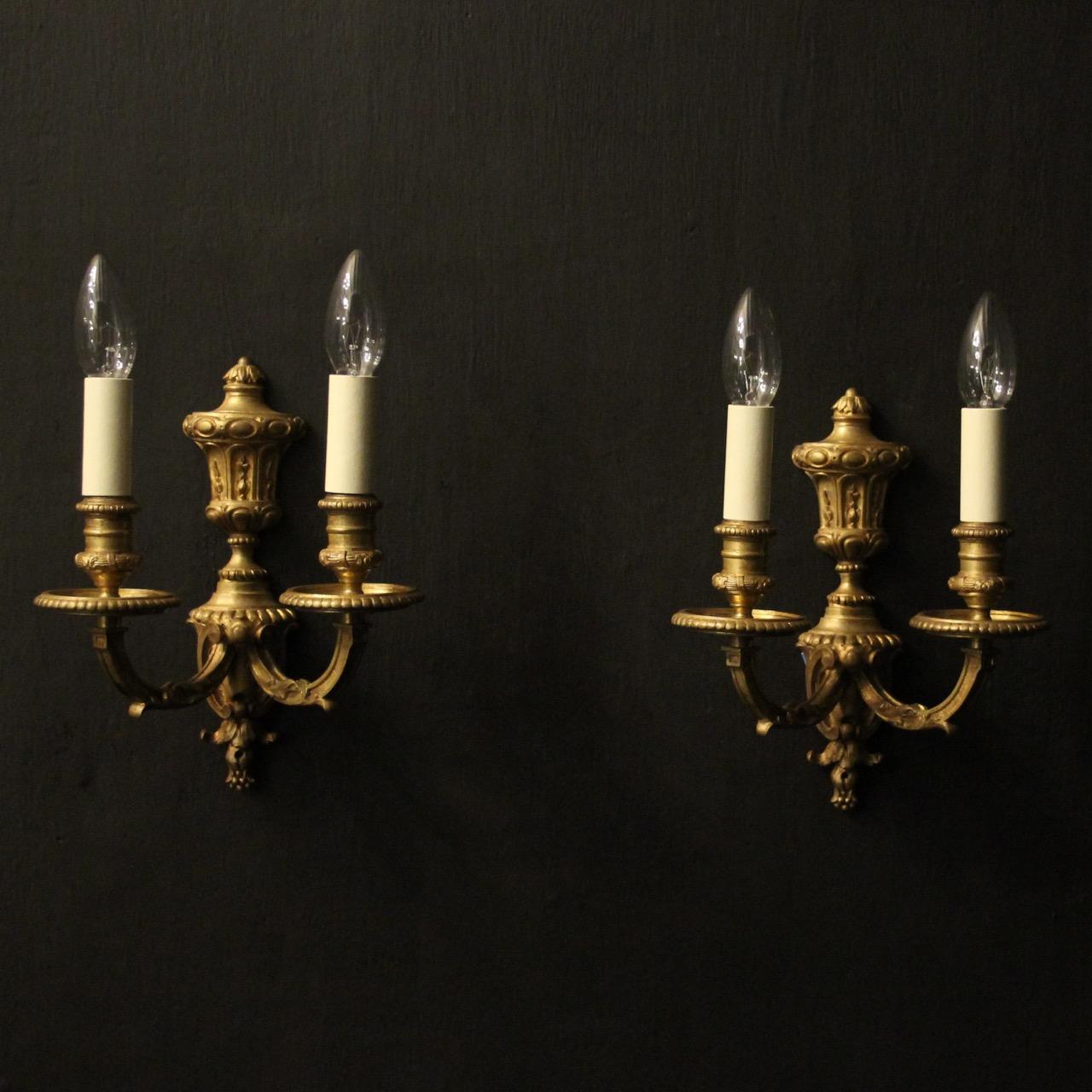 French Pair of Gilded Twin Arm Wall Sconces (1 of 10)