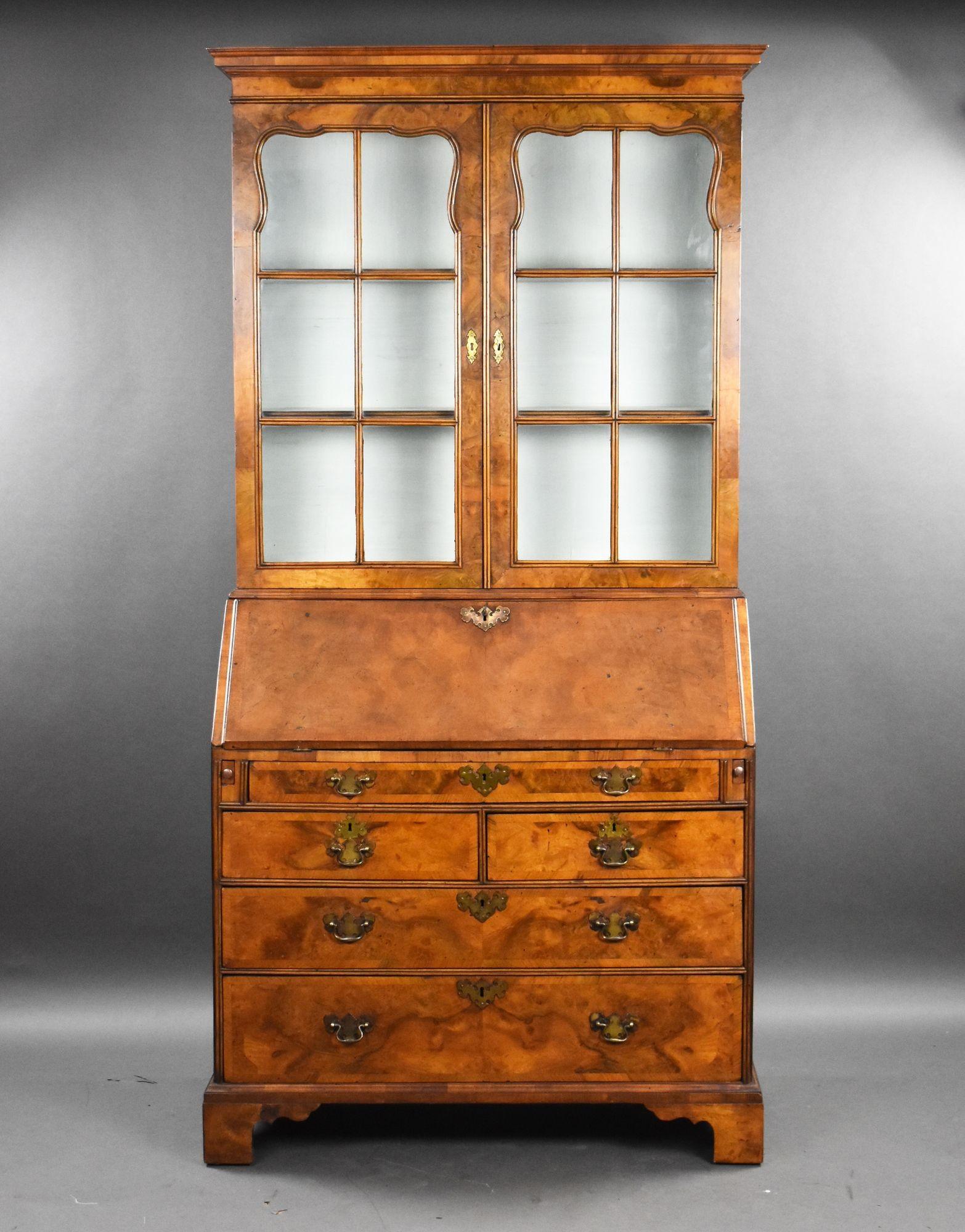 George III Style Walnut Bureau Bookcase (1 of 8)