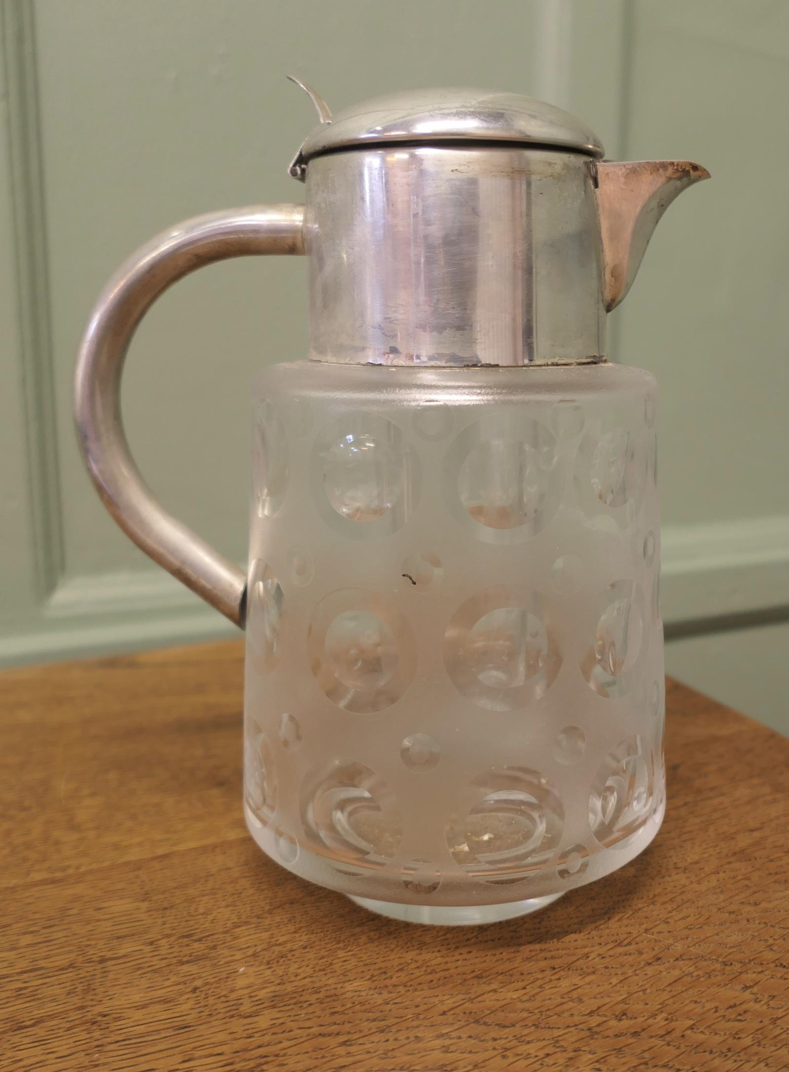 German Art Deco Crystal & Silver Plated Chiller Pitcher, Chilled Wine, Ice Cold Lemonade or Beer (1 of 6) German Art Deco Crystal & Silver Plated Chiller Pitcher, Chilled Wine, Ice Cold Lemonade or Beer (1 of 6)