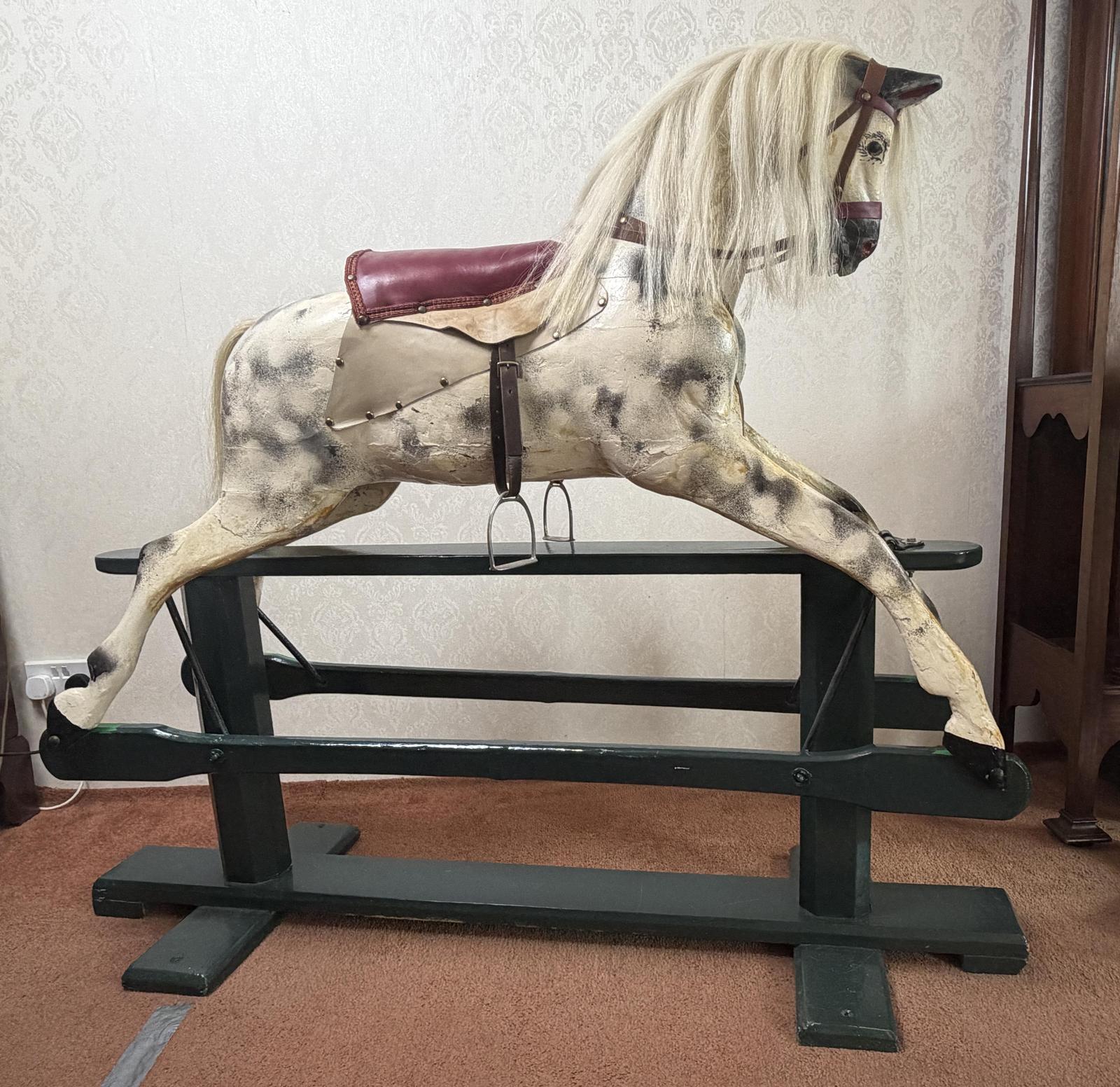 Carved Wooden Rocking Horse on Original Rocker (1 of 9) Carved Wooden Rocking Horse on Original Rocker (1 of 9)