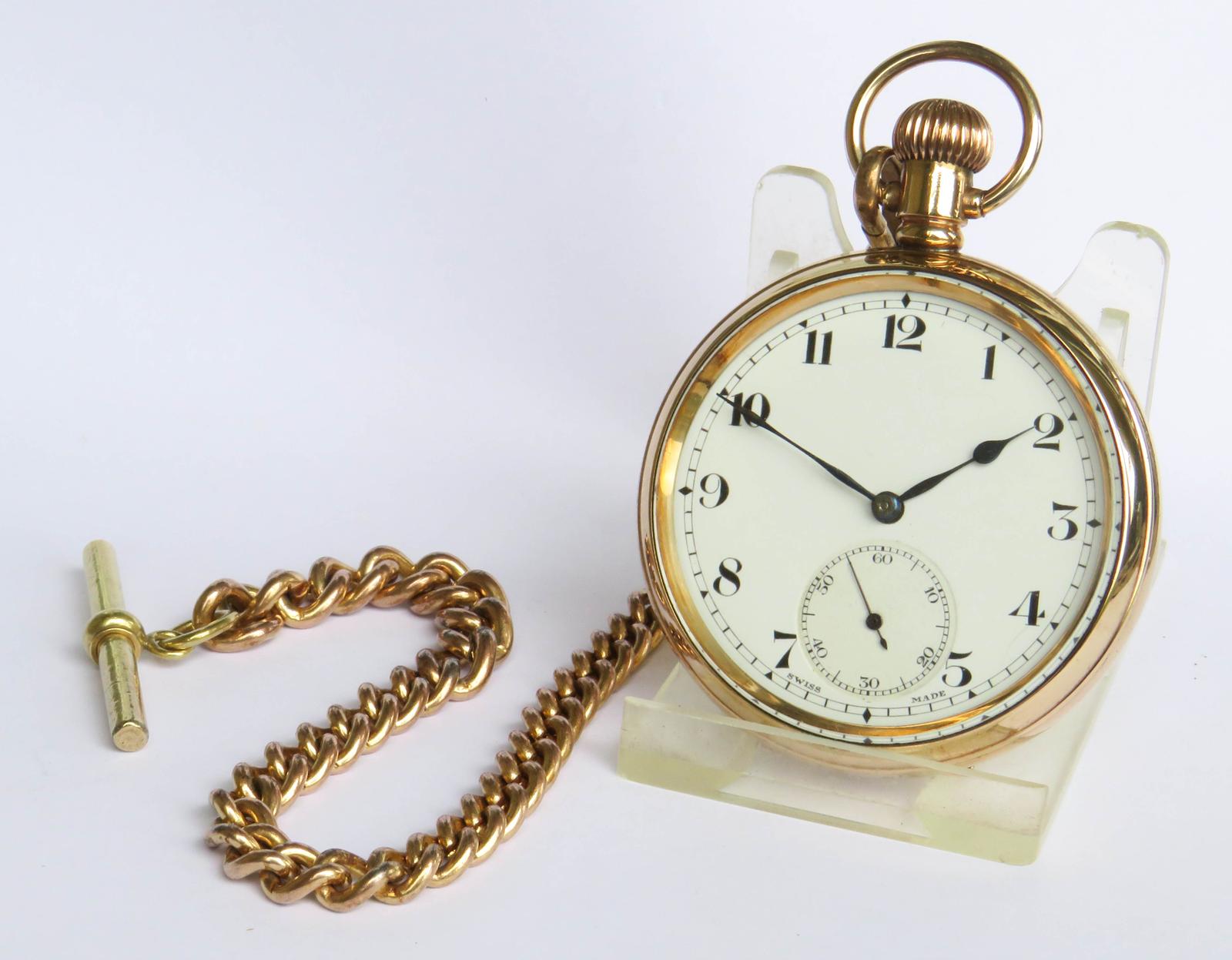 Pocket Watch: 1930s Cyma Stem Winding Pocket Watch & Chain (1 of 5)