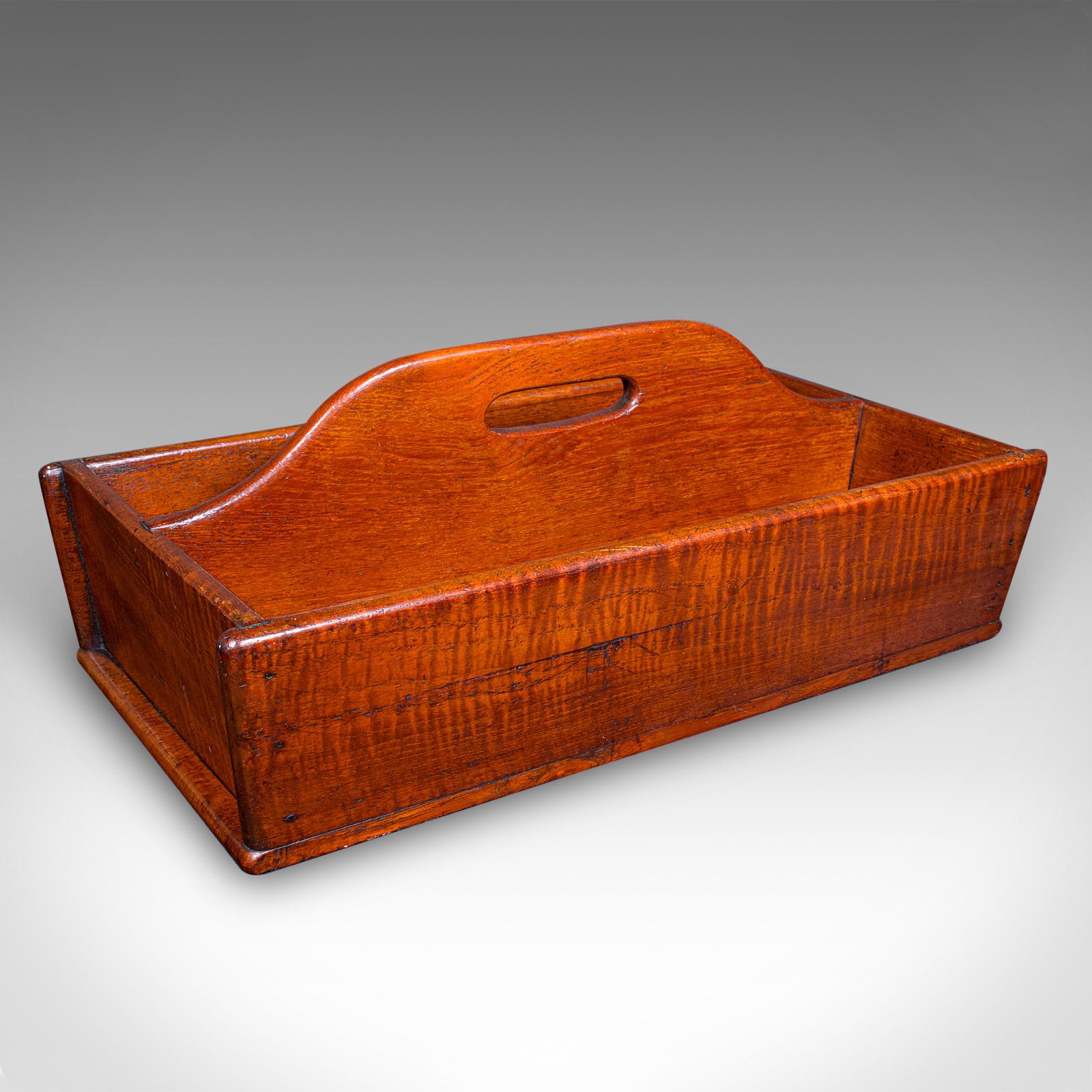 Antique Footman's Carry Tray, English, Fruitwood, Butler's Work Box, Victorian (1 of 9)