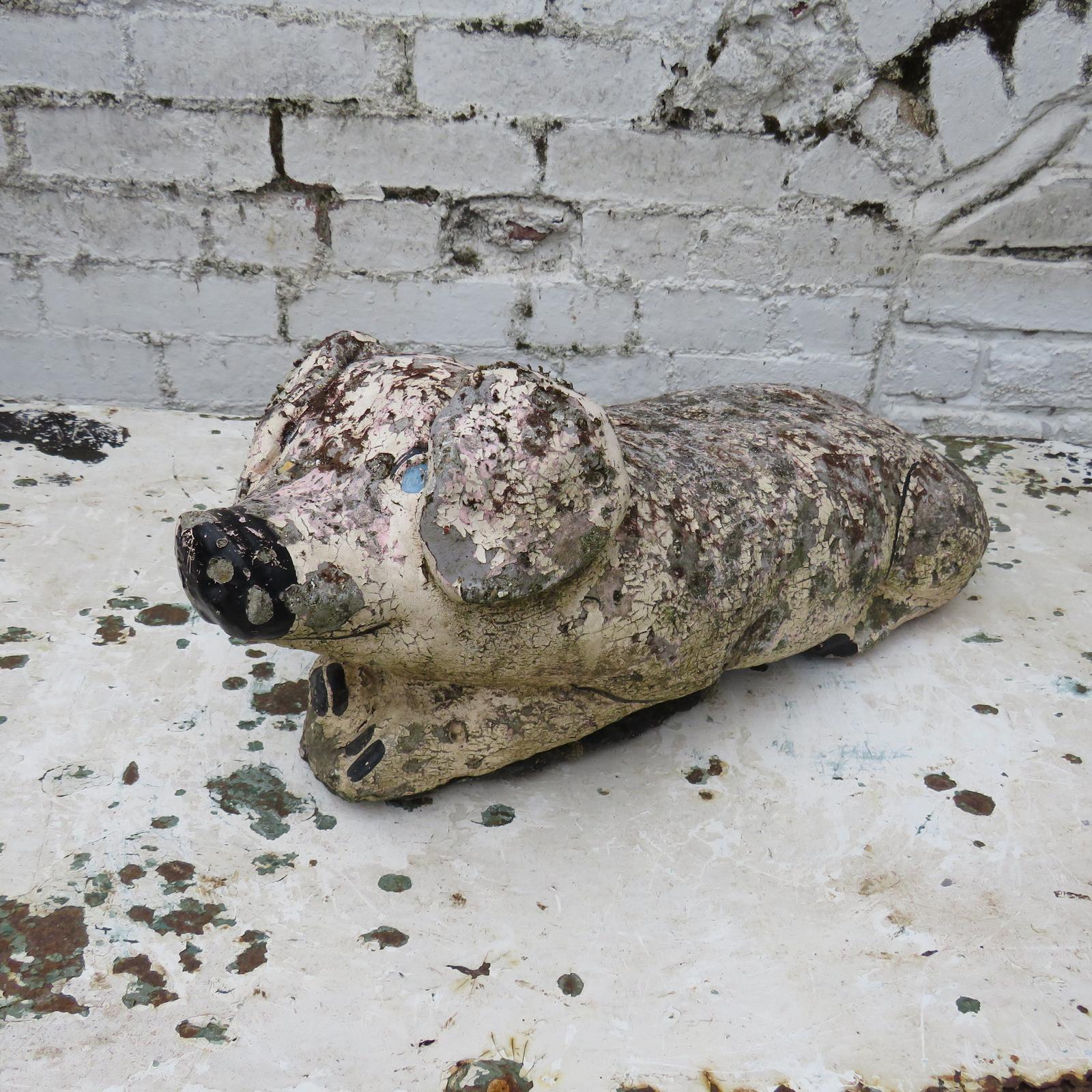 English Weathered Stone Garden Pig Ornament (1 of 7)