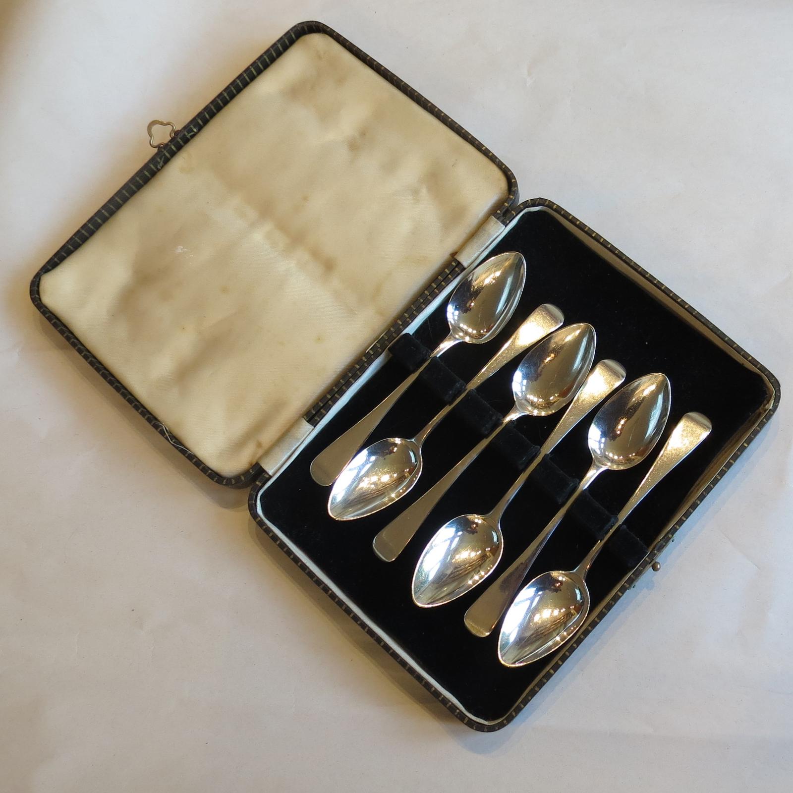 Cased Set of 6 Georgian Silver Teaspoons (1 of 7)