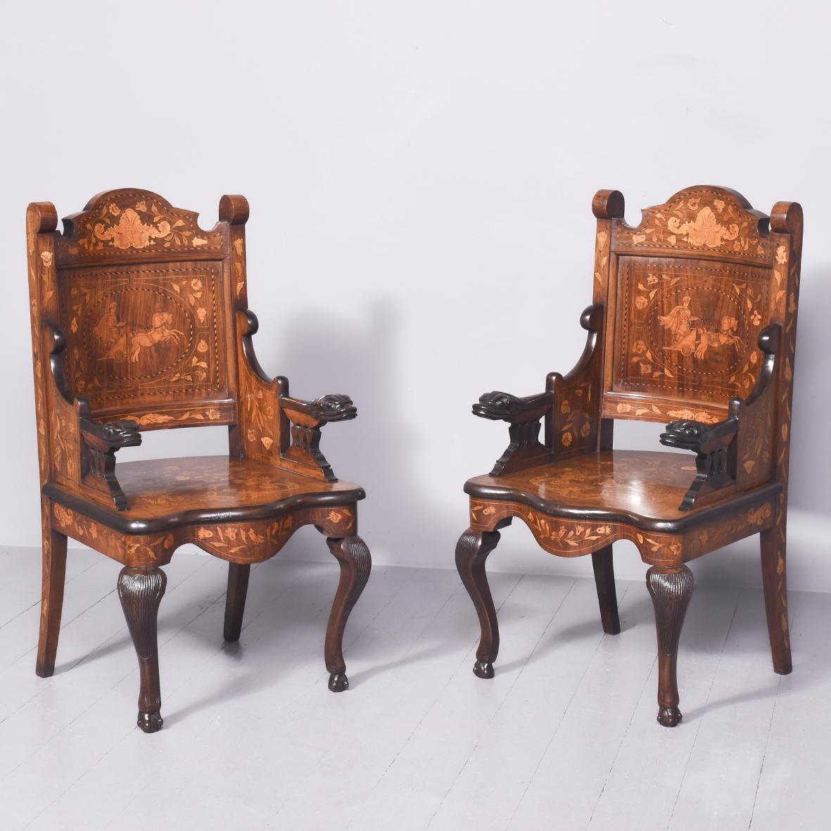 Pair of Dutch Marquetry Armchairs (1 of 11) Pair of Dutch Marquetry Armchairs (1 of 11)