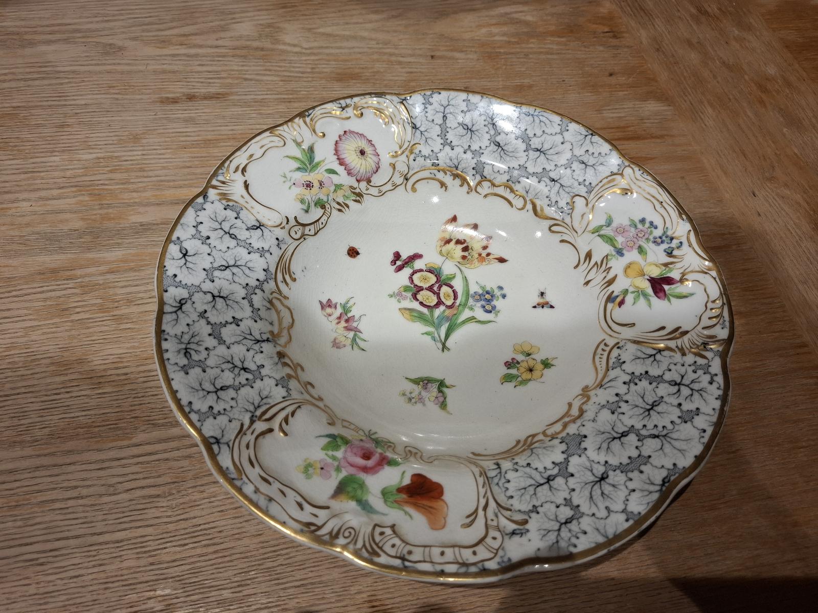 19th Century Bone China Soup Plate - Hand Painted Floral Sprays - c.1830 (1 of 7)