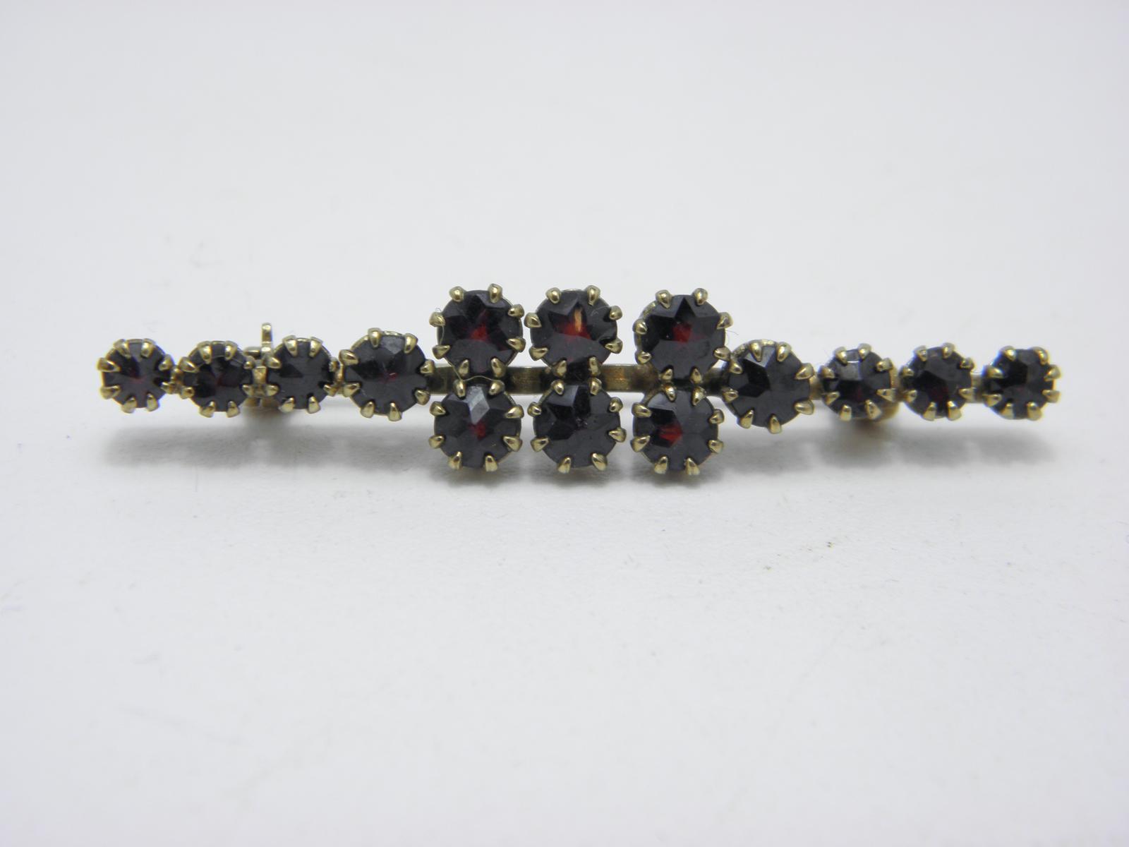 Antique 8ct Gold Bohemian Garnet Bar Brooch c.1920 German (1 of 12)