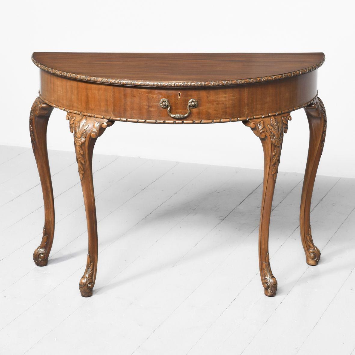 George III Georgian Style Demi-lune Table c.1900 (1 of 8)