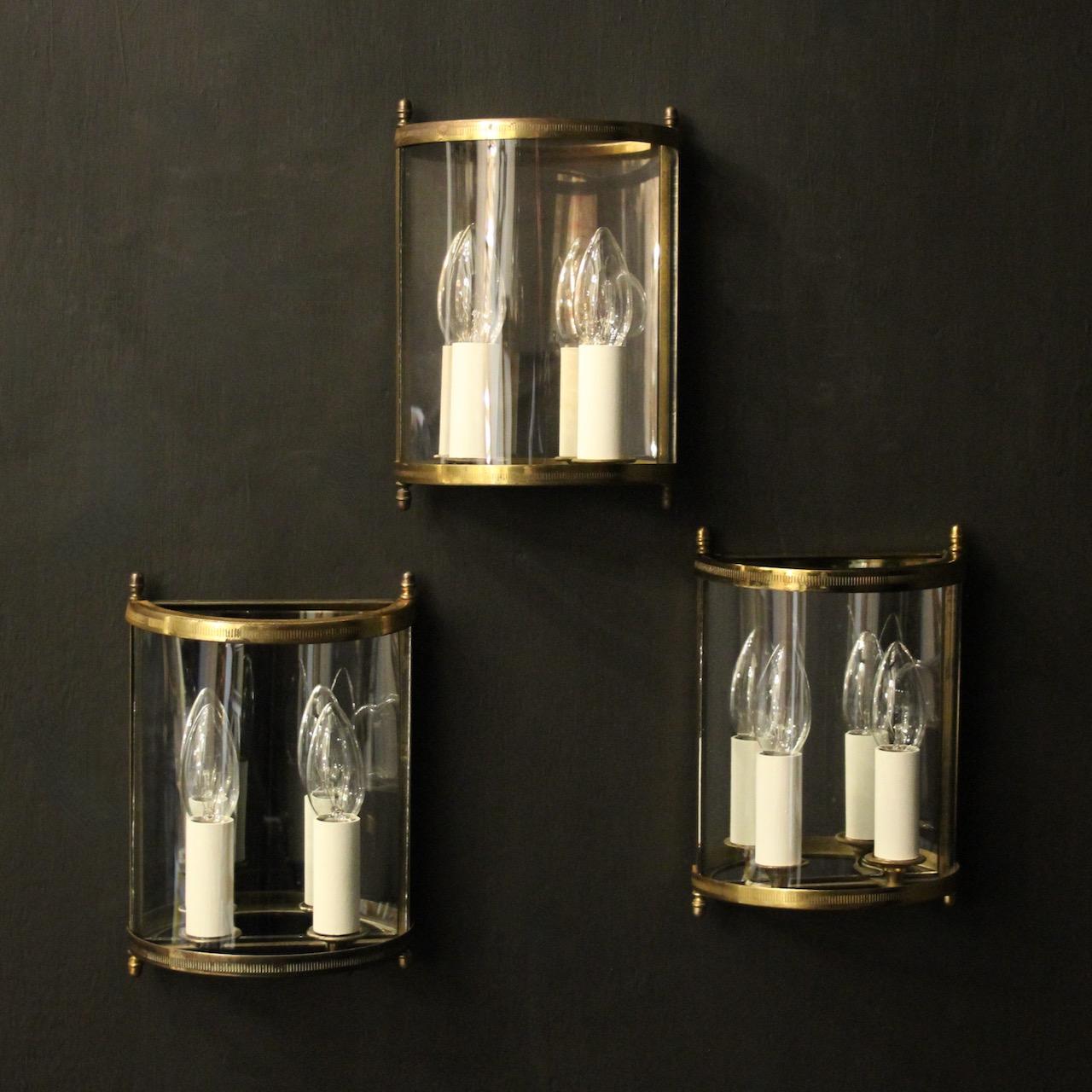 French Set of Three Gilded Convex Half Lanterns (1 of 10)