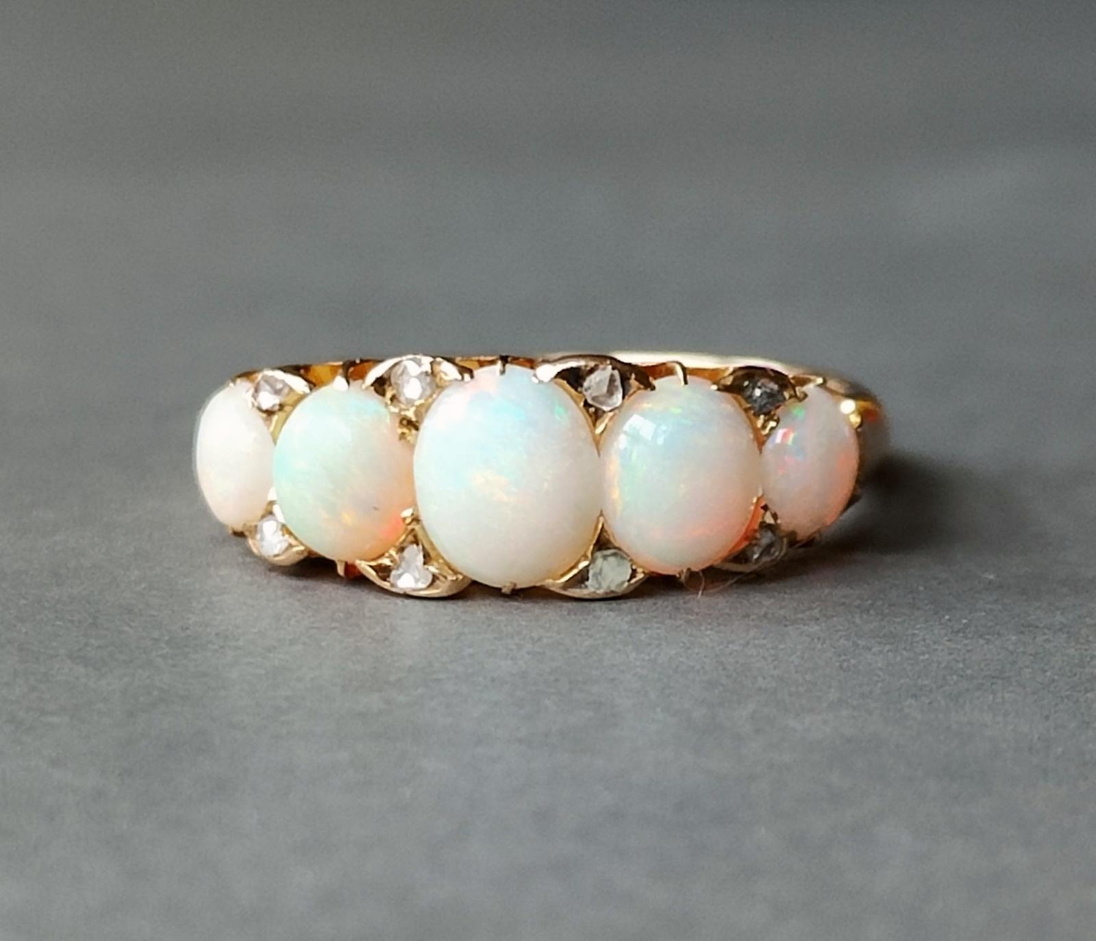 Victorian 18ct Gold Opal Diamond Ring 1892 (1 of 13) Victorian 18ct Gold Opal Diamond Ring 1892 (1 of 13)