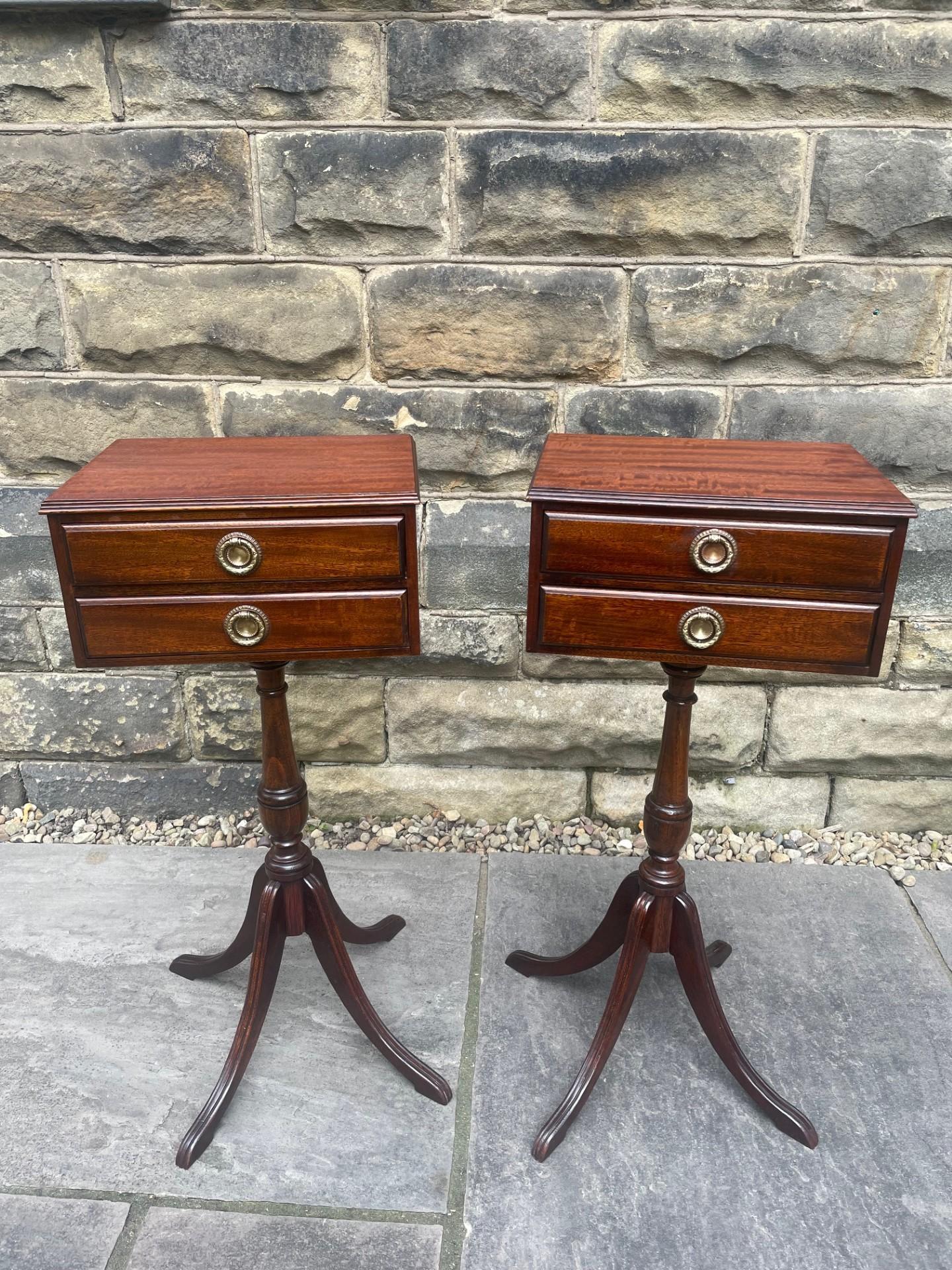 Pair Antique Mahogany 2 Draw Bedside Tables (1 of 11)