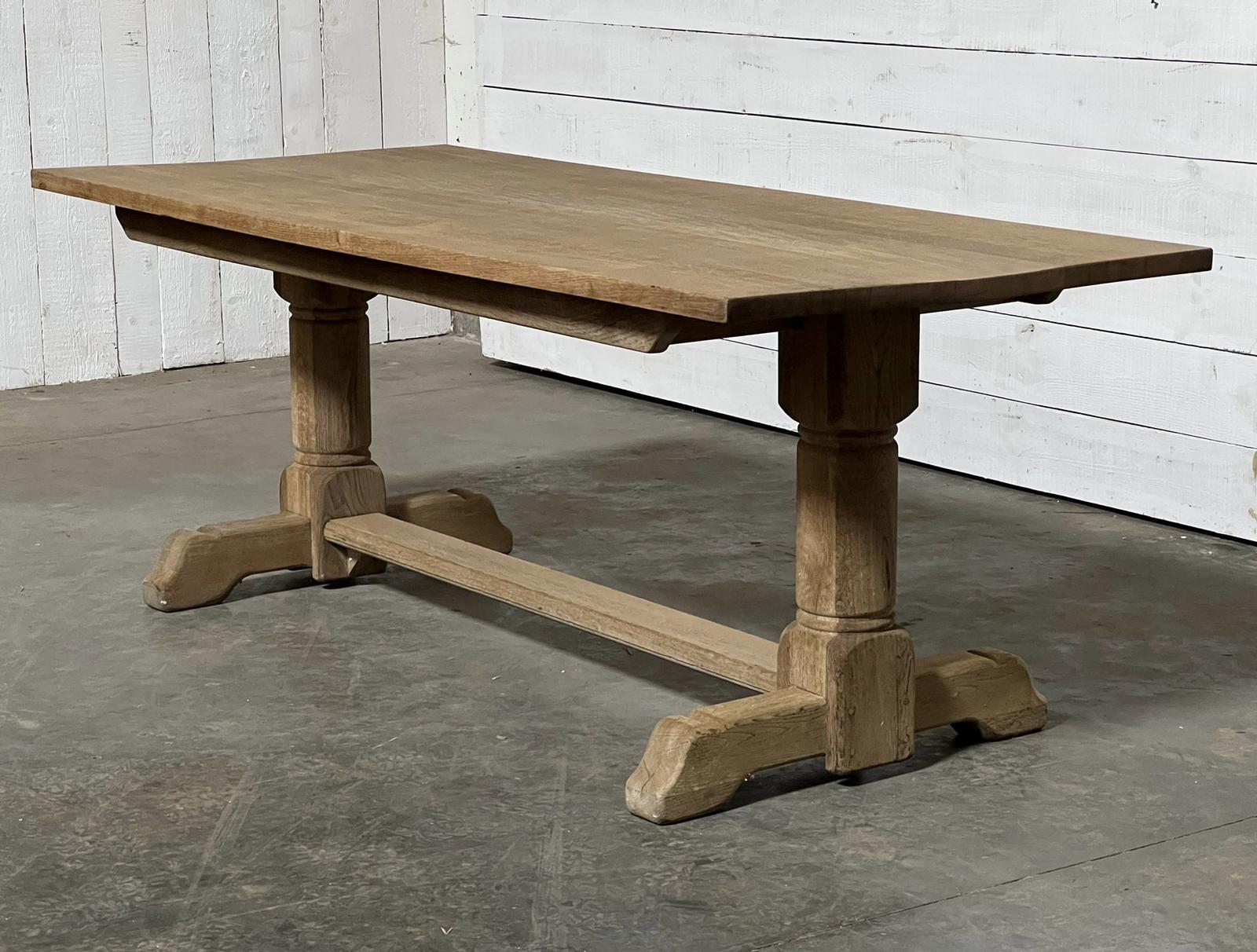 Mid Size French Bleached Oak Farmhouse Dining Table (1 of 1)