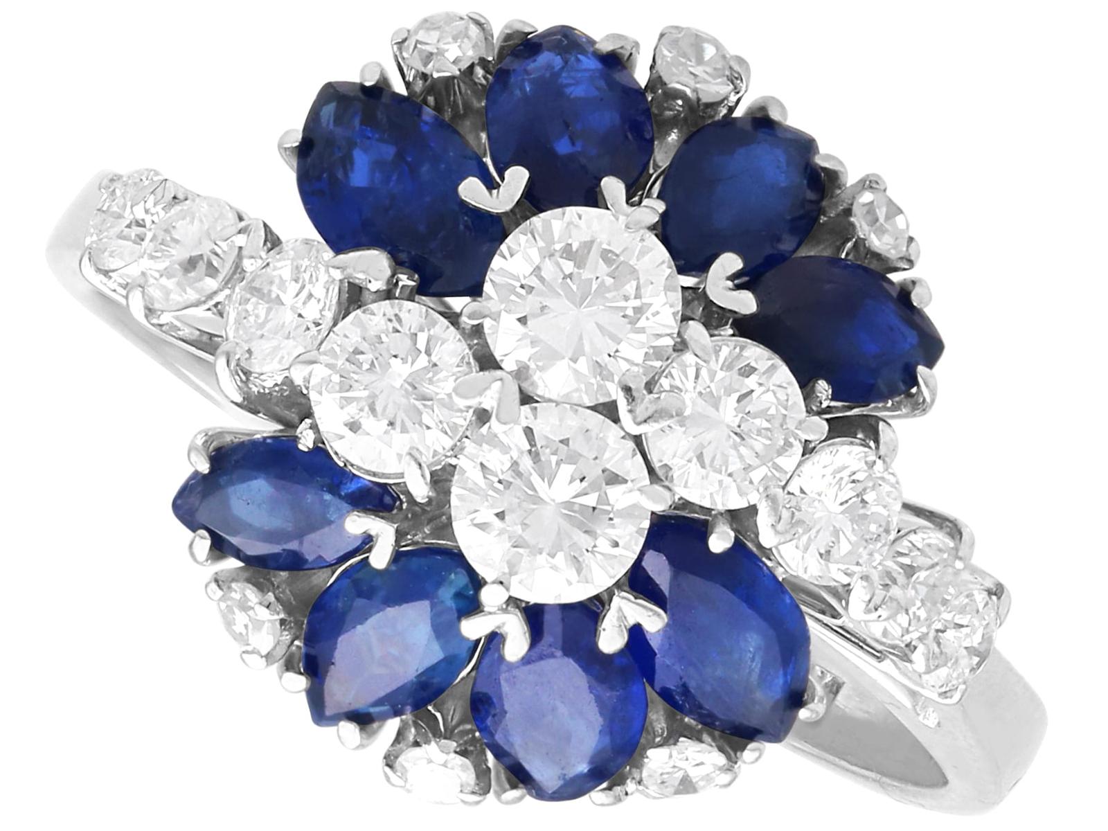 Vintage Italian 2.50ct Sapphire and 0.70ct Diamond 18k White Gold Ring Circa 1960 (1 of 17)