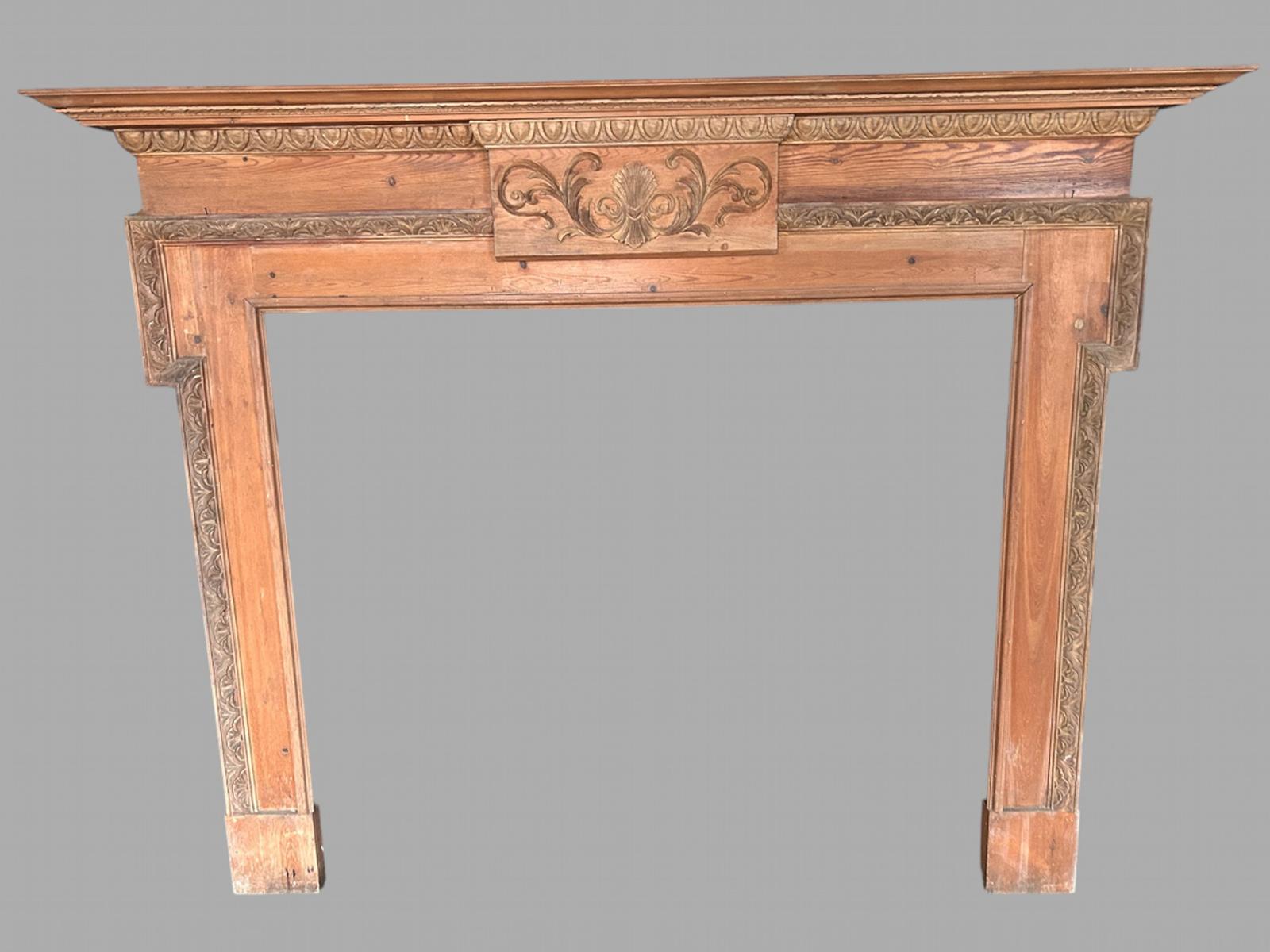 Attractive Antique Georgian Carved Pine Fireplace / Mantel (1 of 4)