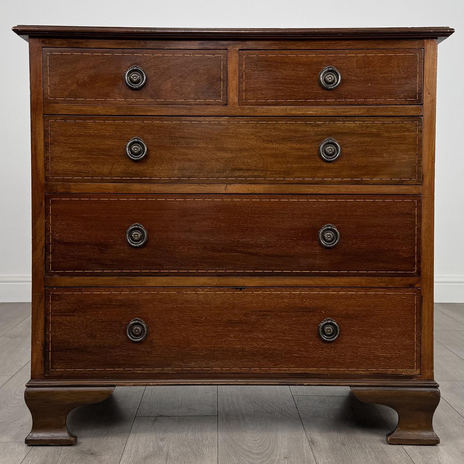 Antique 20th Century Inlaid Chest of Drawers in Mahogany (1 of 11)