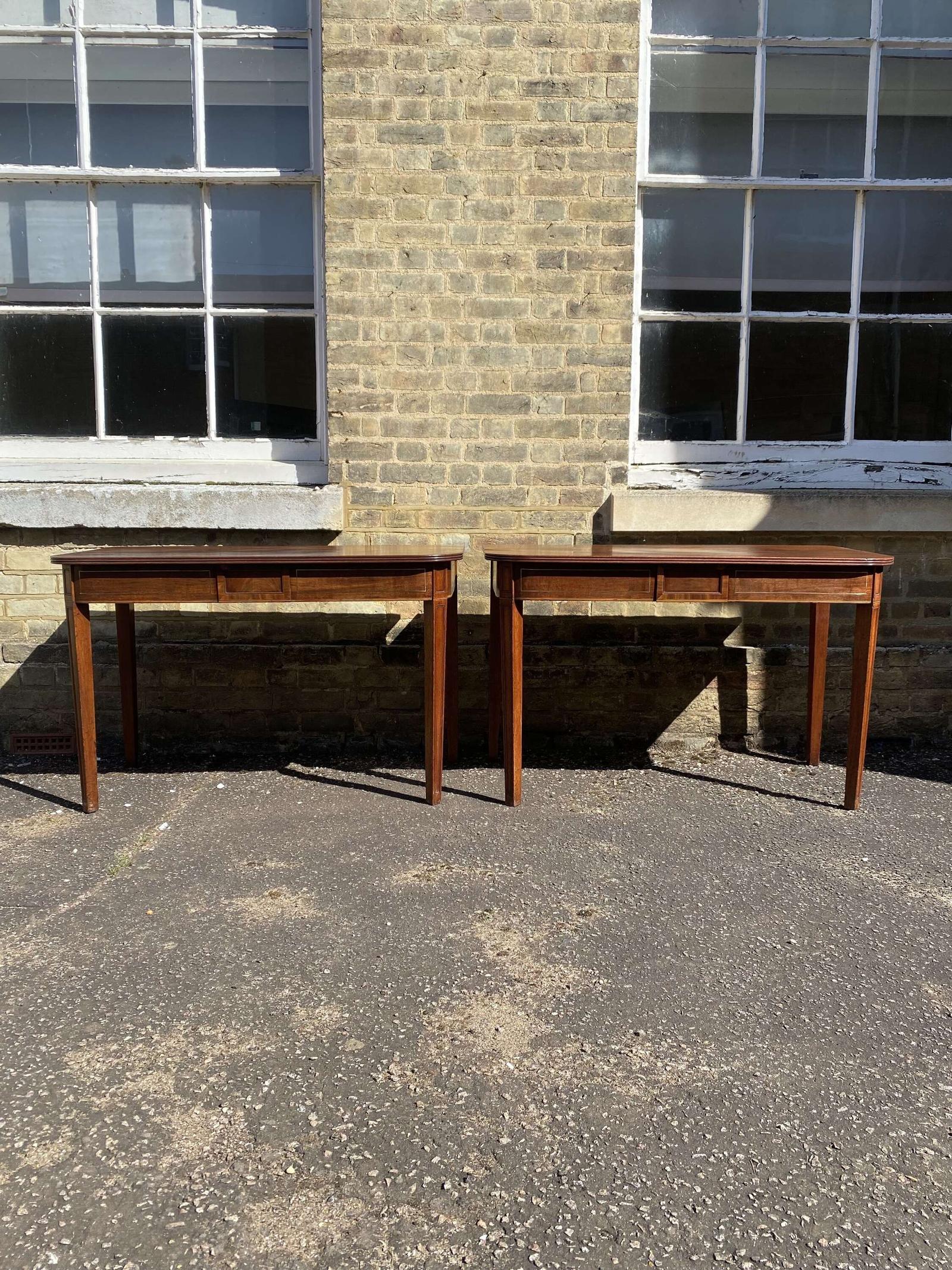Pair of Antique Mahogany Console Tables Inlaid 19th Century Former D E (1 of 18) Pair of Antique Mahogany Console Tables Inlaid 19th Century Former D E (1 of 18)