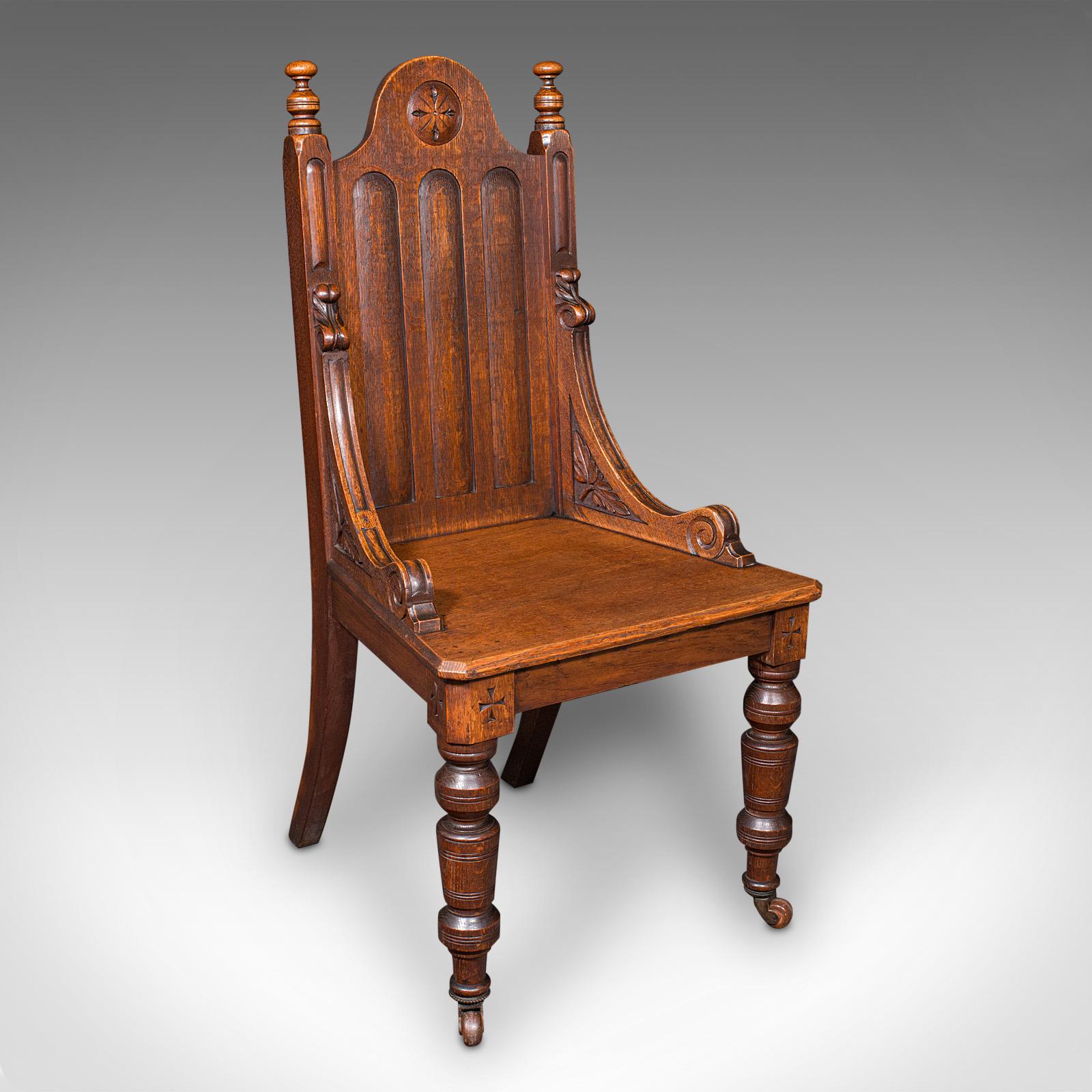 Antique Gothic Revival Hall Chair, Scottish Oak, Reception Seat - Victorian c.1870 (1 of 12) Antique Gothic Revival Hall Chair, Scottish Oak, Reception Seat - Victorian c.1870 (1 of 12)