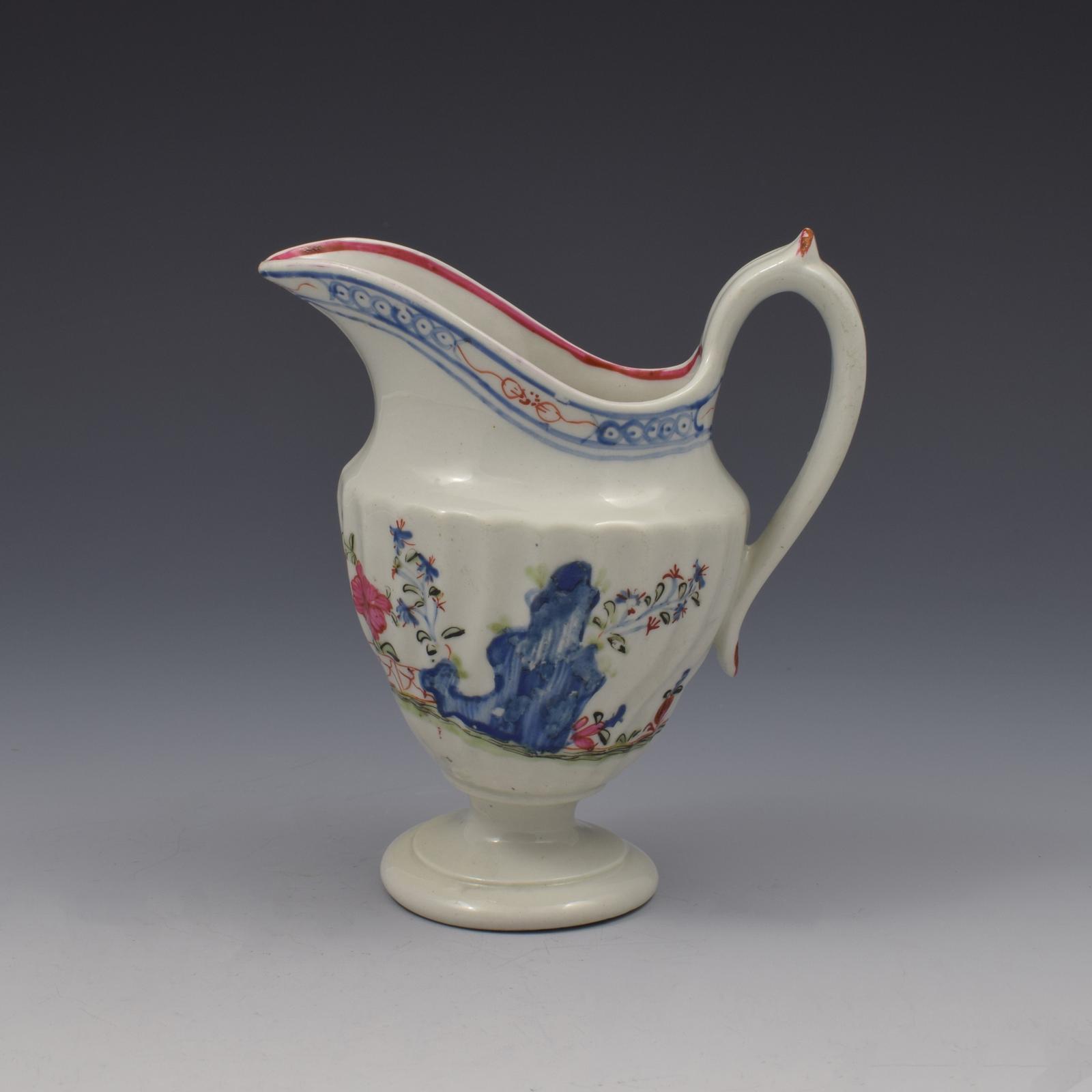 Georgian A & E Keeling Factory X Spiral Fluted Chinoiserie Cream Jug c.1790-1800 (1 of 9)