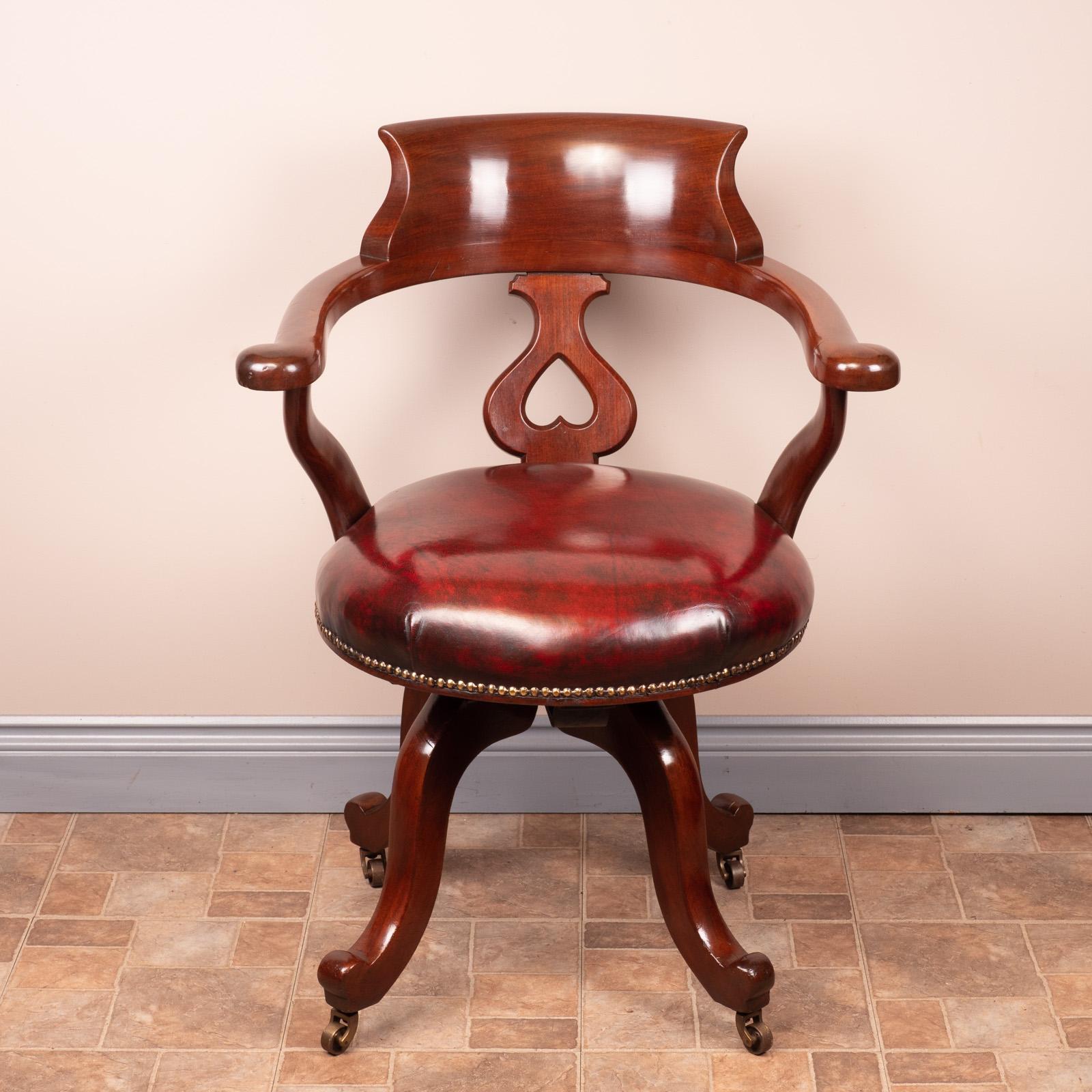 Good Quality Mahogany Swivel Office Desk Chair (1 of 16)