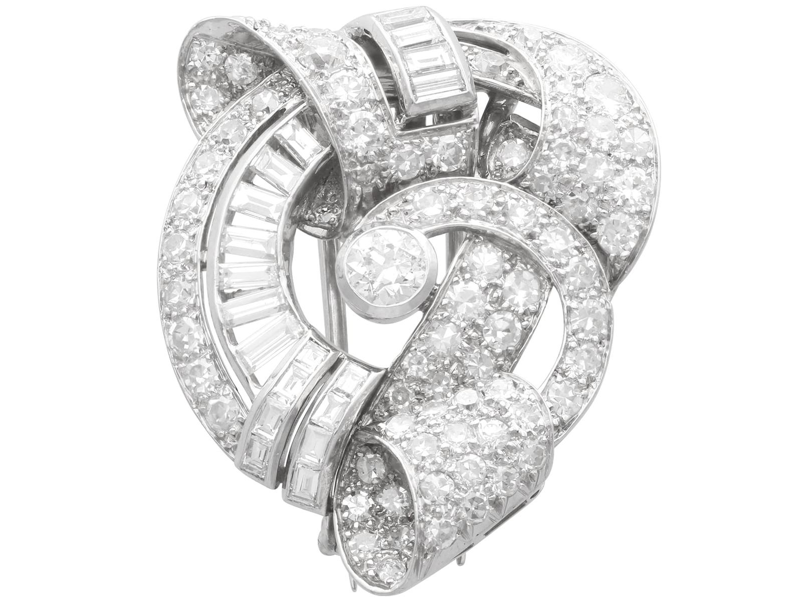 Art Deco 4.35ct Diamond & Platinum Clip Brooch c.1935 (1 of 20)