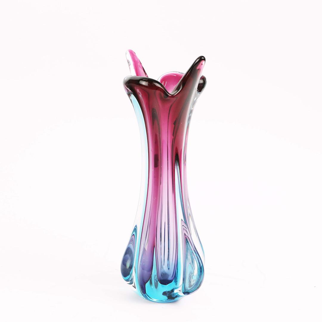 Vintage Murano Style Pink & Blue Art Glass Vase (1 of 6) Vintage Murano Style Pink & Blue Art Glass Vase (1 of 6)