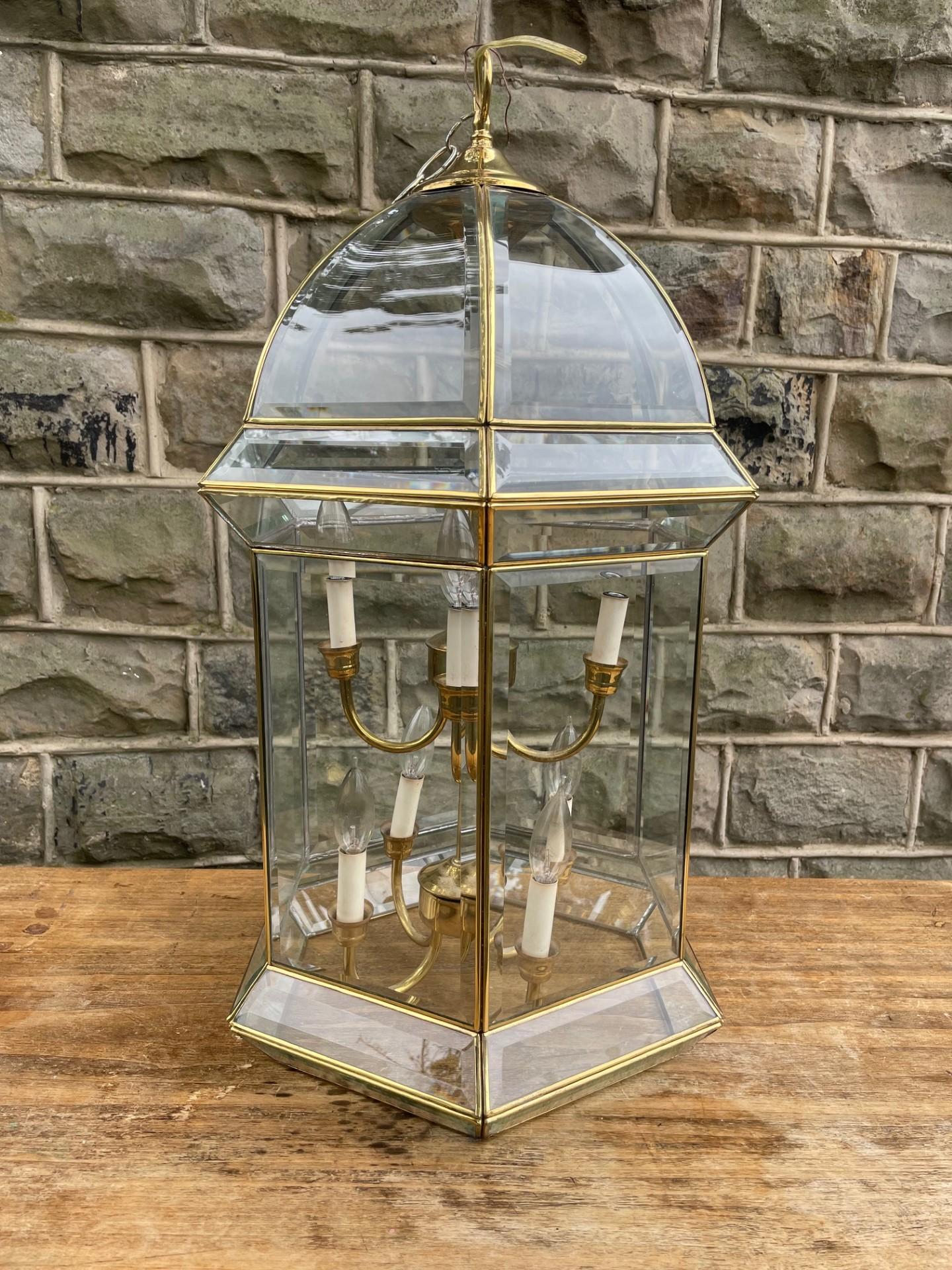 Quality Antique Large Glazed Brass Lantern (1 of 12) Quality Antique Large Glazed Brass Lantern (1 of 12)