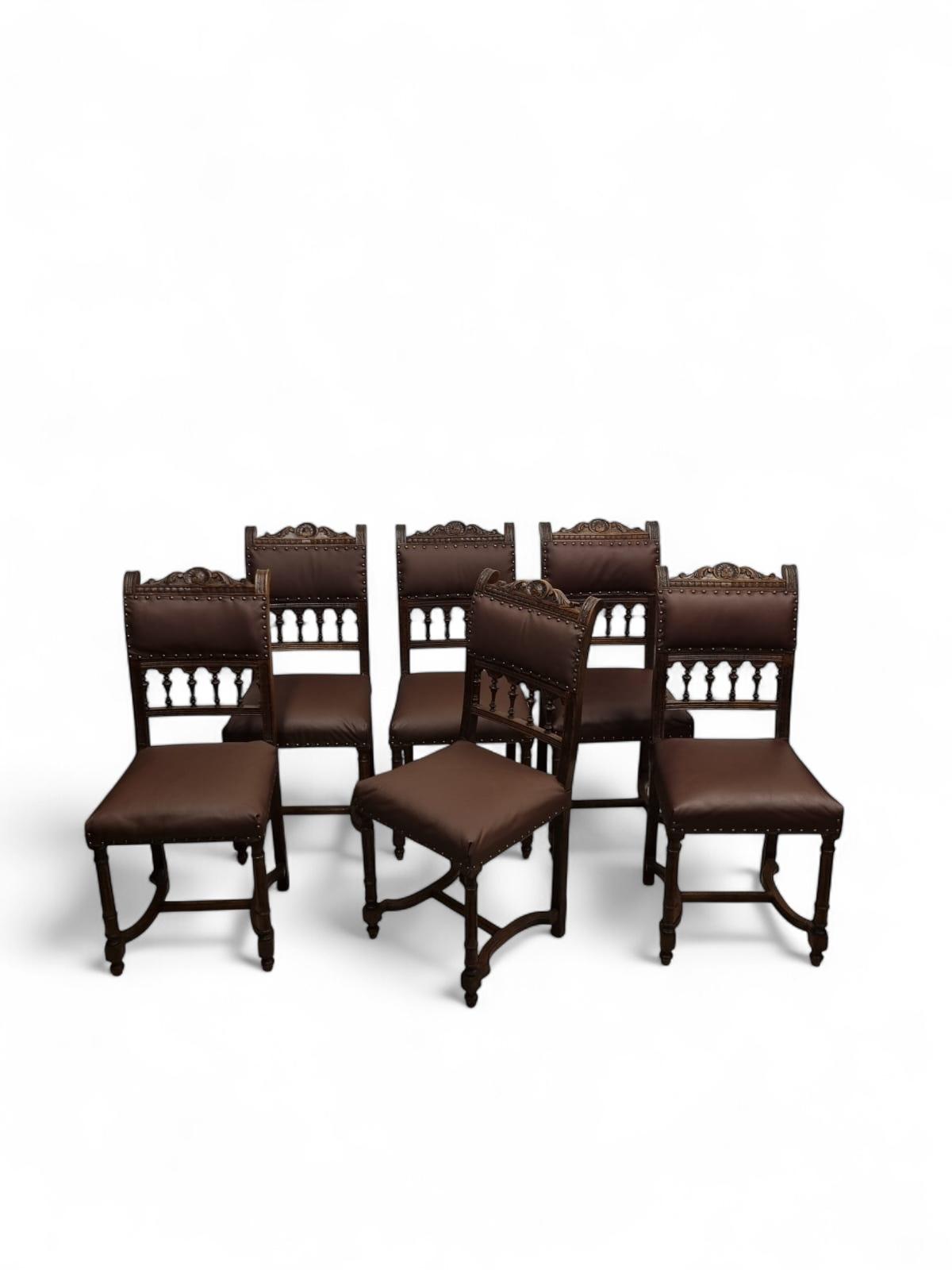 Antique Renaissance Revival Dining Chairs / Set of 6 / 1890–1910 (1 of 9)