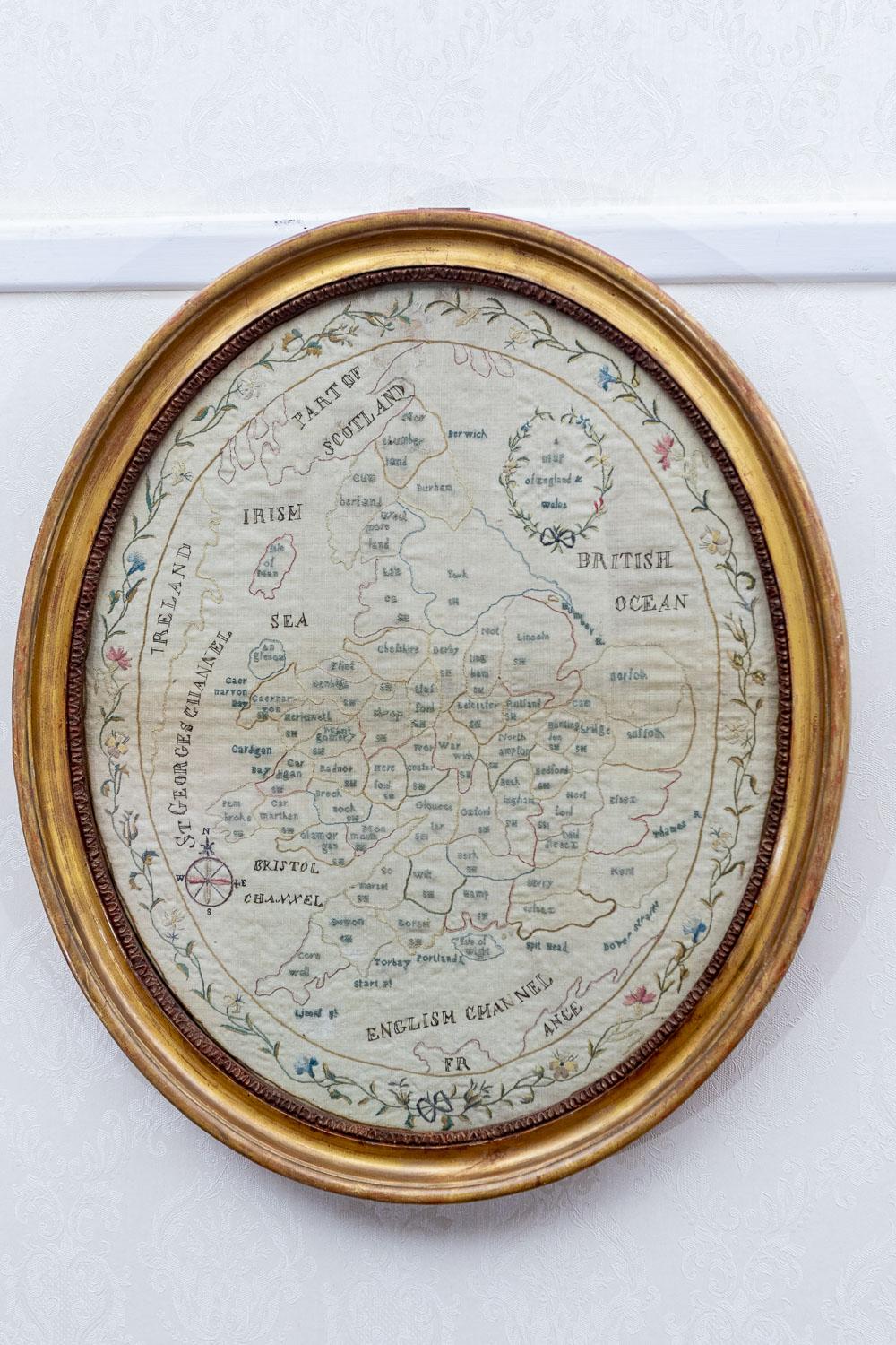Very Attractive & Unusual Sampler in the Form of Map (1 of 6)