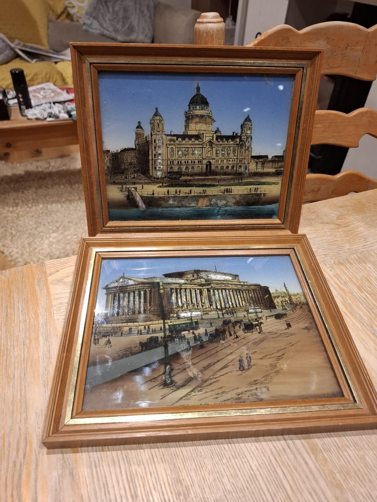 Pair of Late 19th Century Reverse Prints on Glass - Liverpool - MOP Lustre (1 of 6)