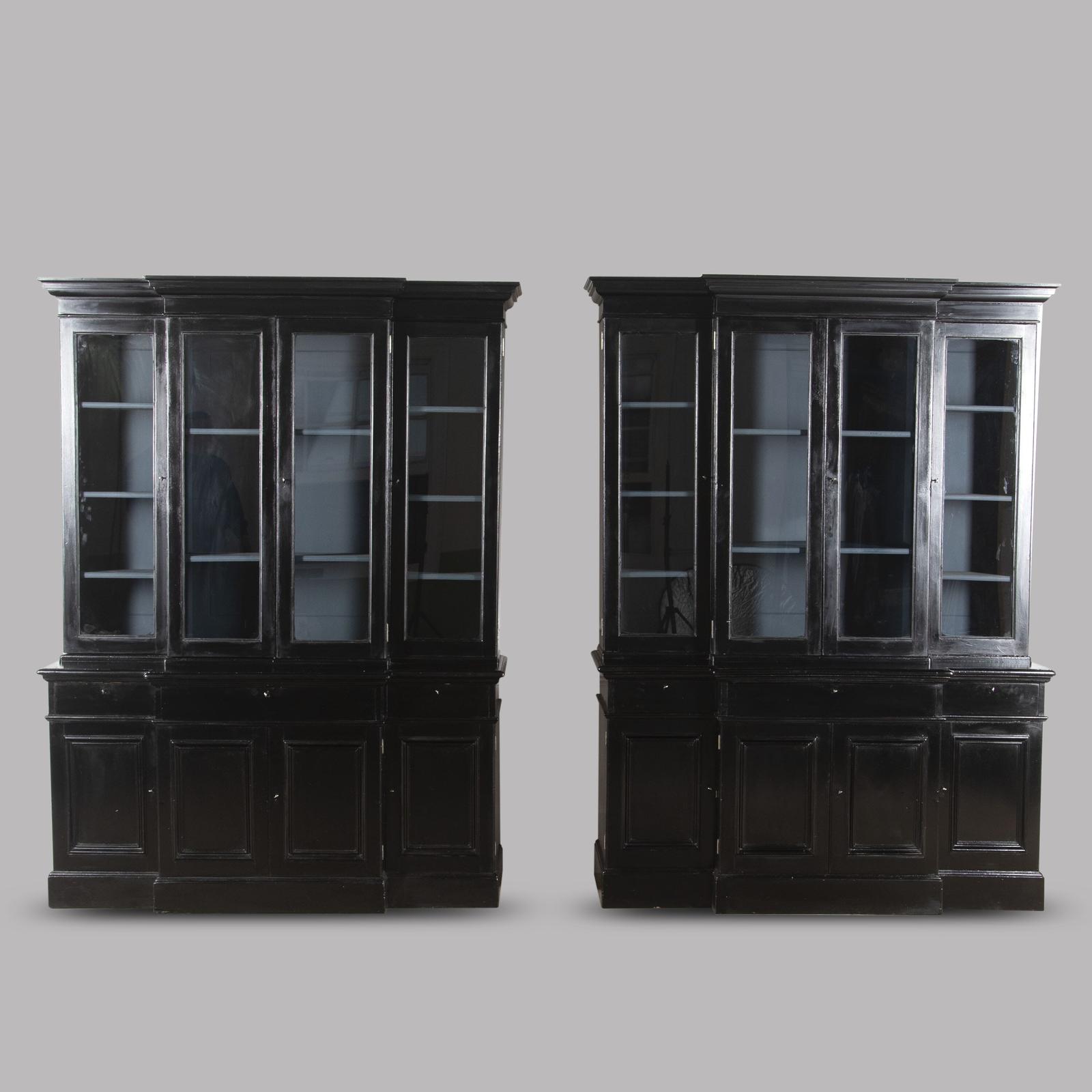 Pair of 20th Century Ebonised Breakfront Bookcases (1 of 4) Pair of 20th Century Ebonised Breakfront Bookcases (1 of 4)