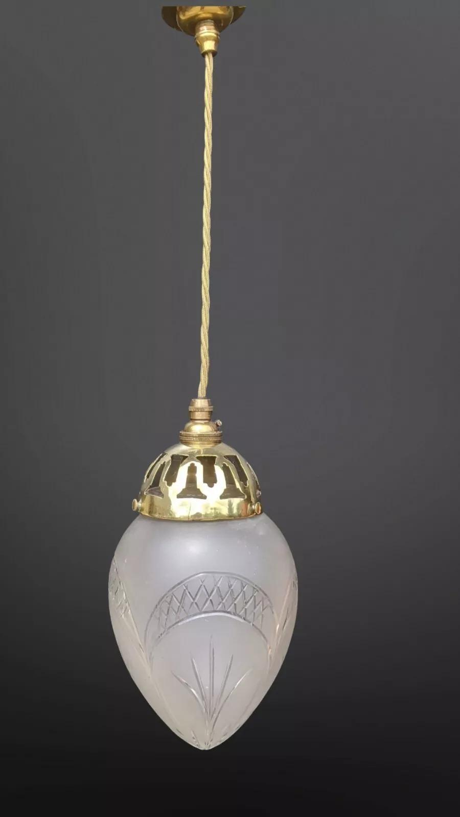 Antique Cut Glass & Brass Ceiling Light Pendant (1 of 5)