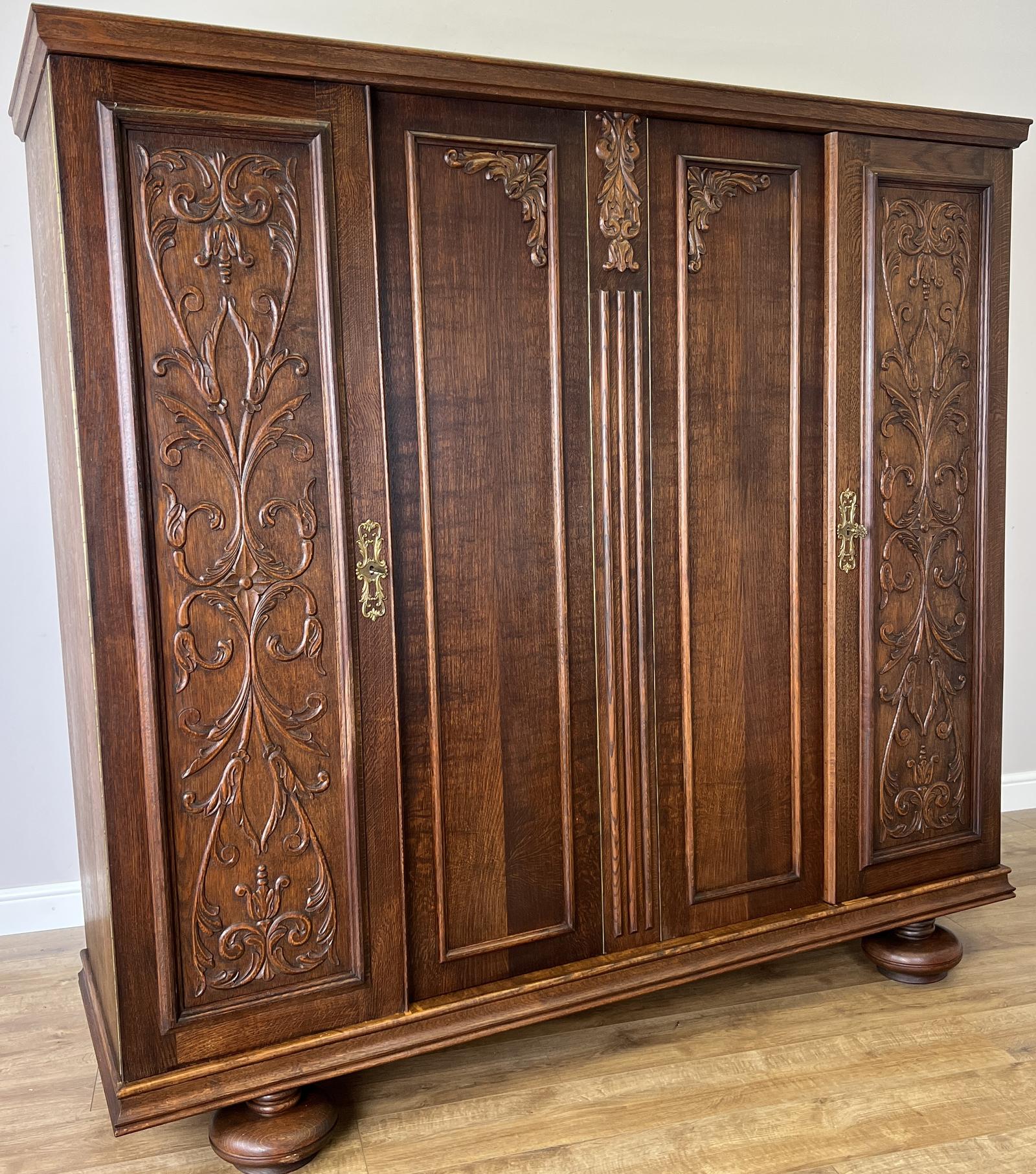 Wardrobe Vintage French Style Four Door Carved Armoire Cabinet (1 of 9) Wardrobe Vintage French Style Four Door Carved Armoire Cabinet (1 of 9)