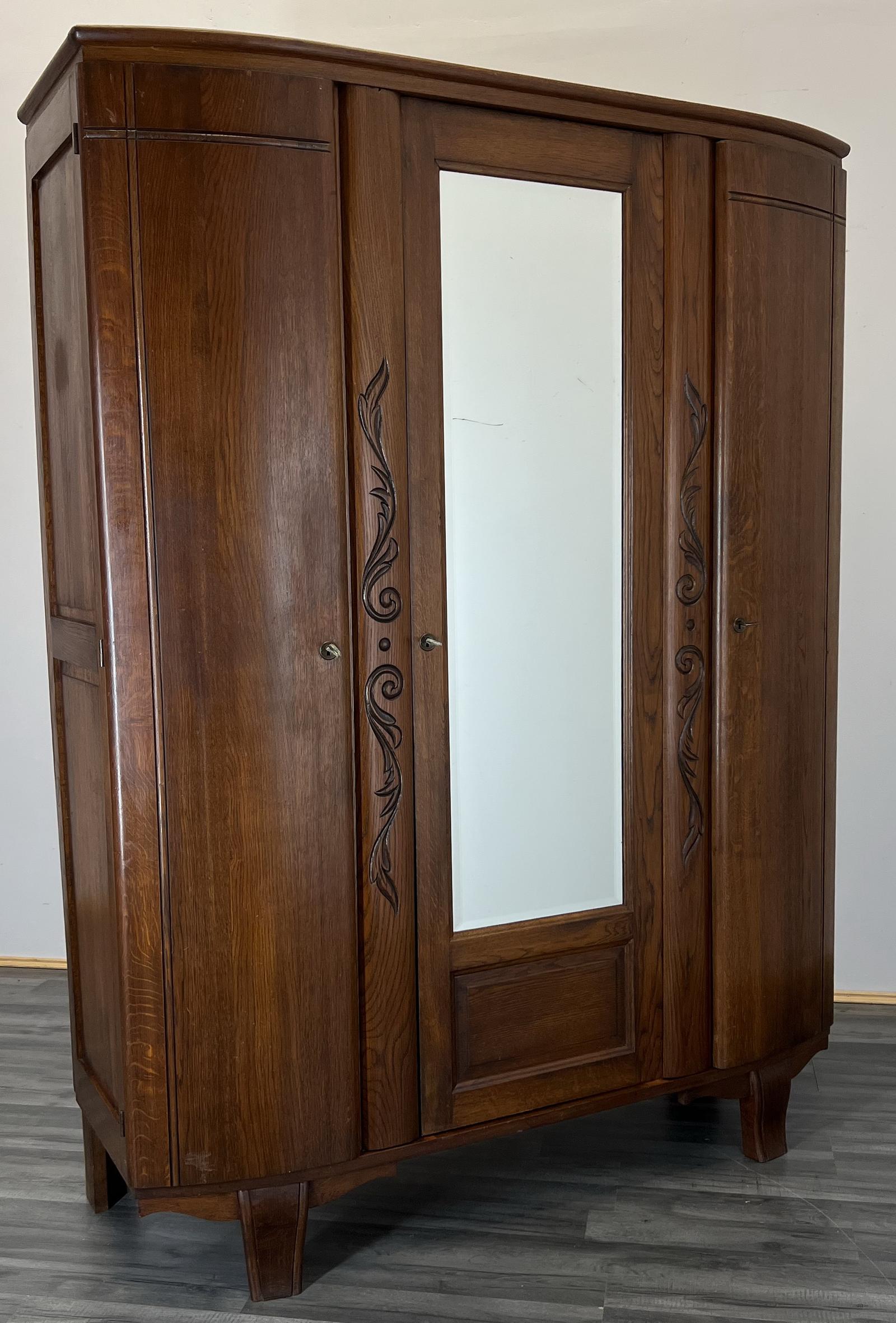 Impressive Antique French Armoire Wardrobe with Mirror (1 of 13)