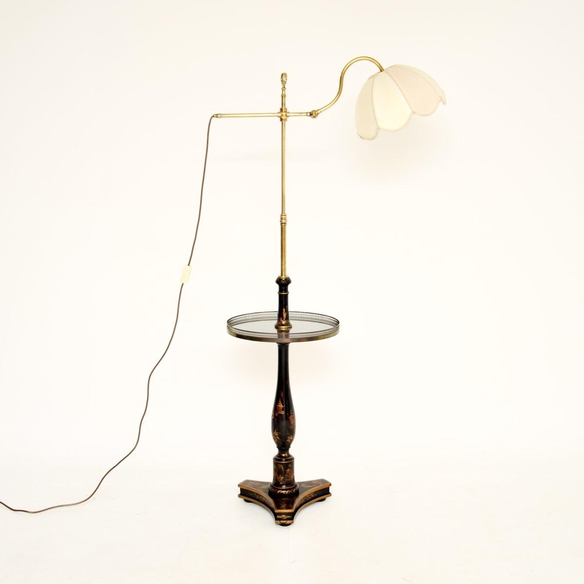 Antique Lacquered Chinoiserie Floor Lamp Table (1 of 12)