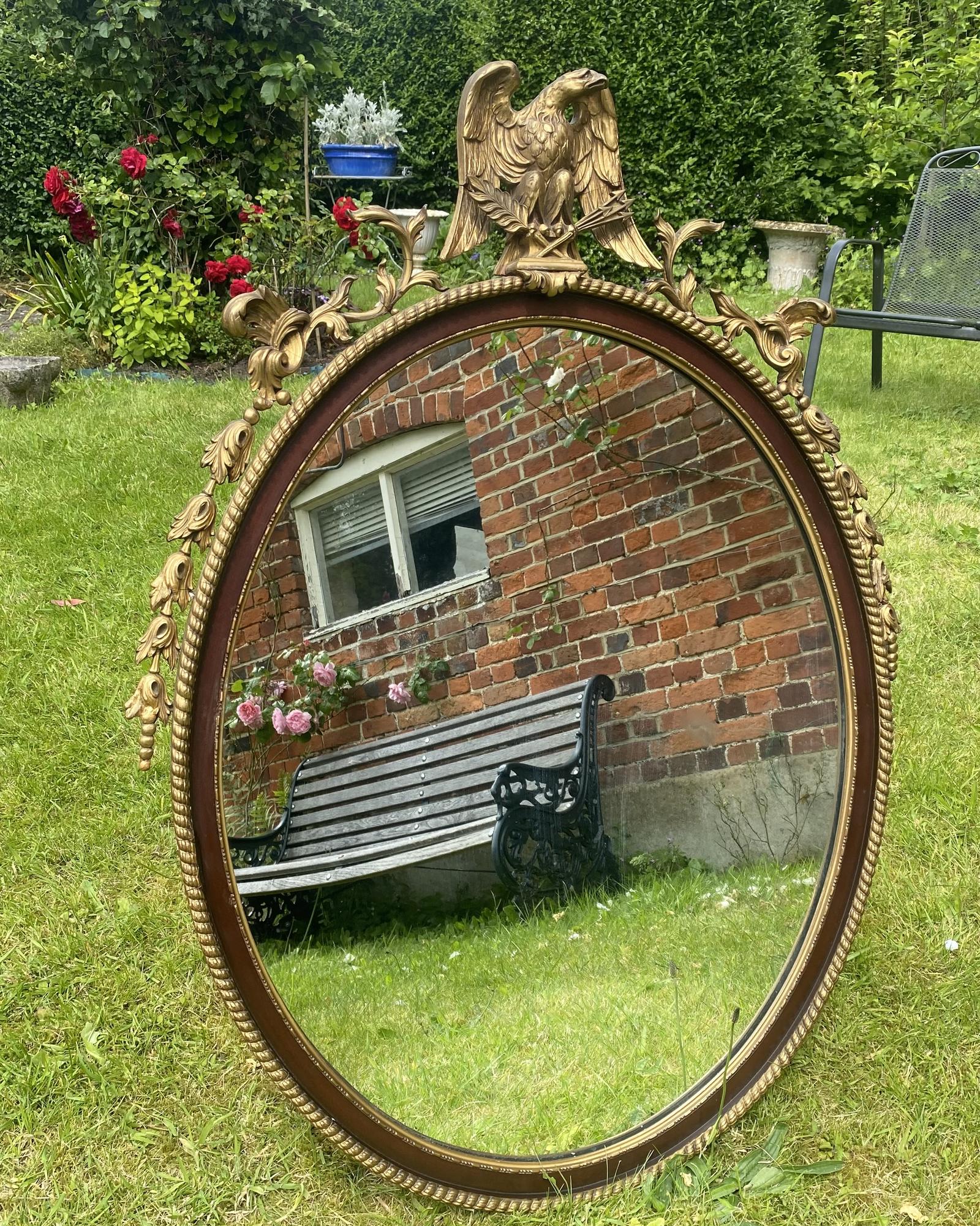 Oval Mirror with Gilt Eagle Decoration (1 of 5)